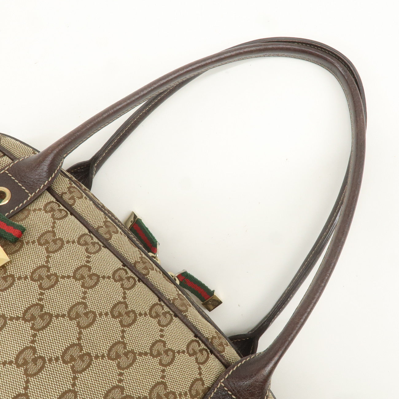 GUCCI Princy GG Canvas Leather Mini Boston Bag Brown Beige 161720