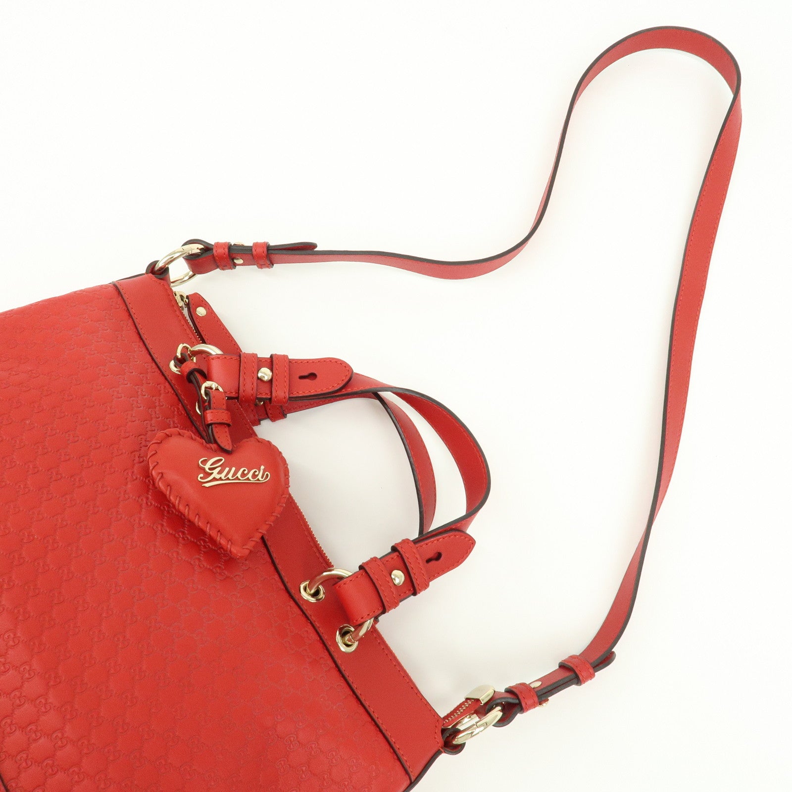 GUCCI Micro Guccissima Leather 2WAY Tote Shoulder Bag Valentine Red