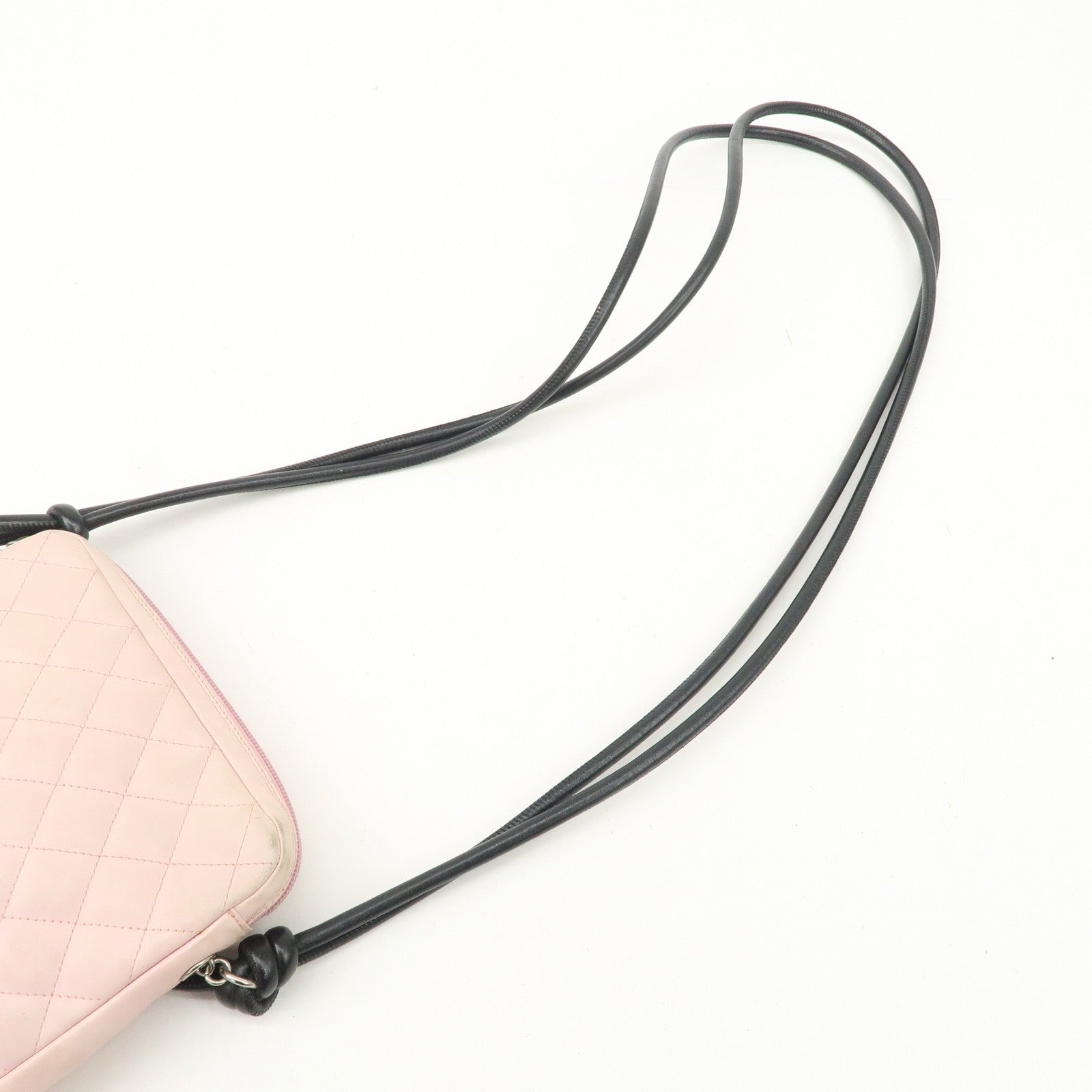 CHANEL Cambon Line Lamb Skin Pochette Shoulder Bag Pink A25178 Used