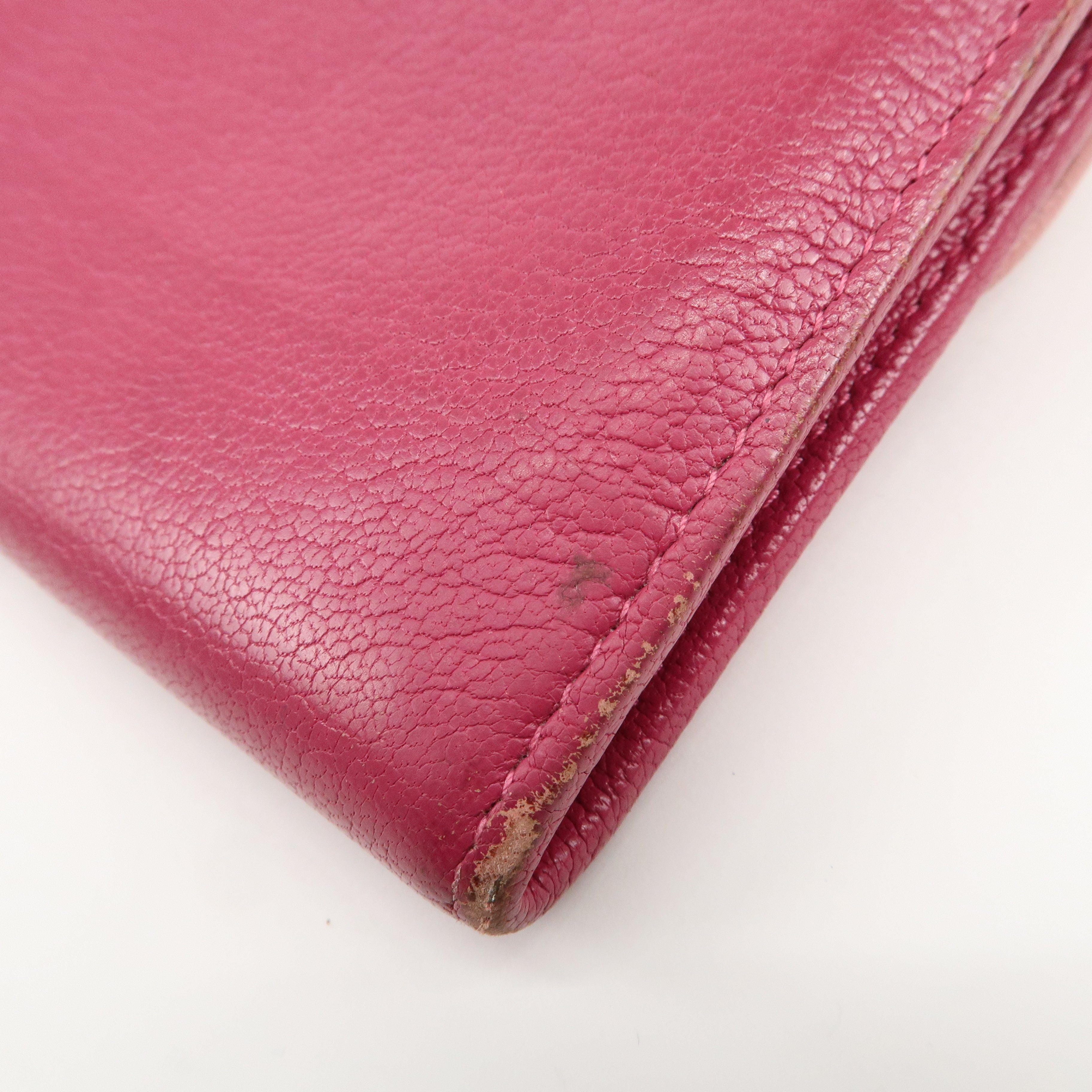 MIU MIU Set of 2 Leather Long Zippy Bi-fold Wallet Pink Used