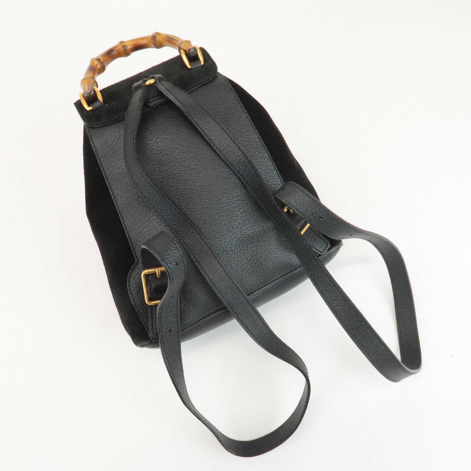 GUCCI Bamboo Suede Leather Mini Back Pack Black 003.1956.0030