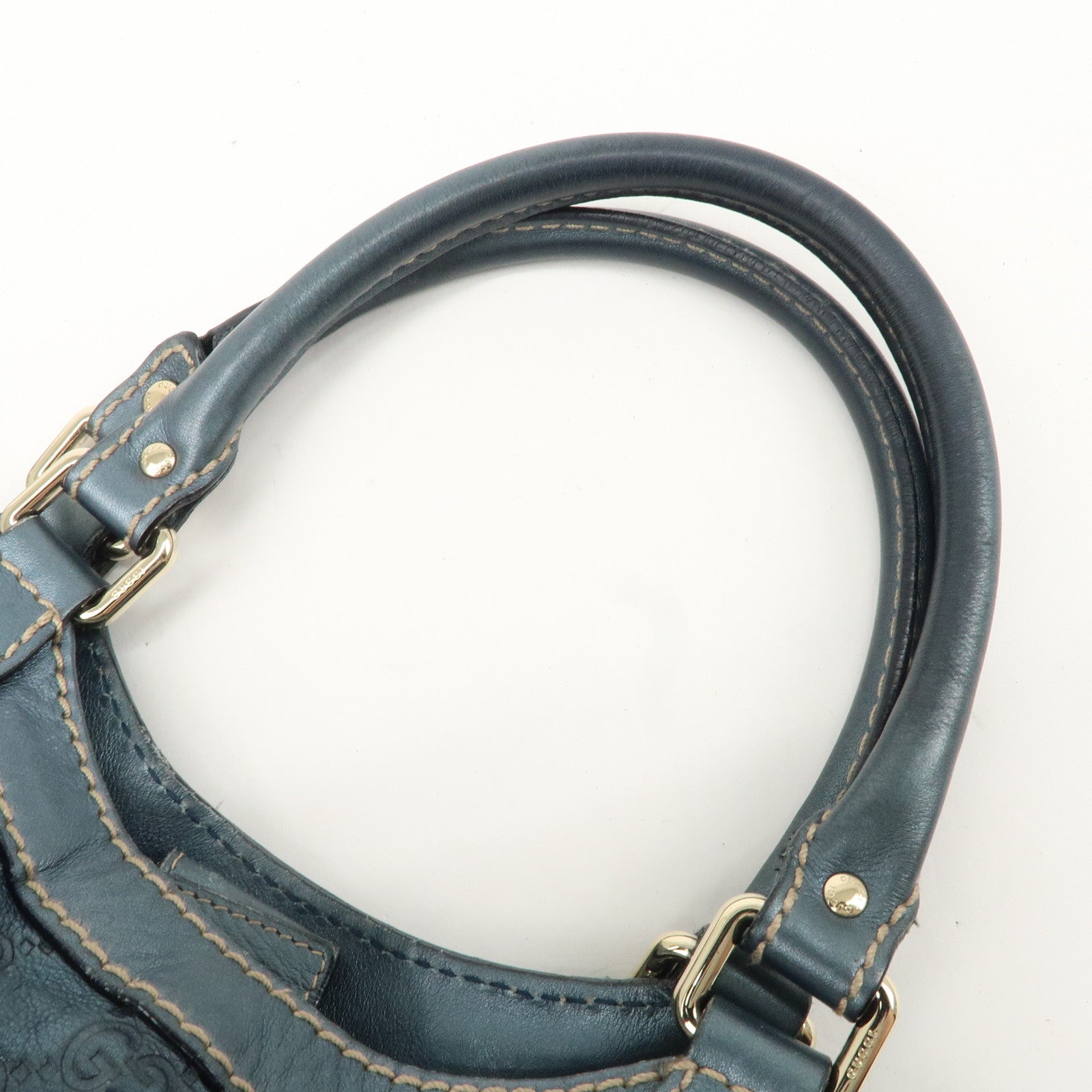 GUCCI Sukey Guccissima Leather Handbag Pearl Blue 211944