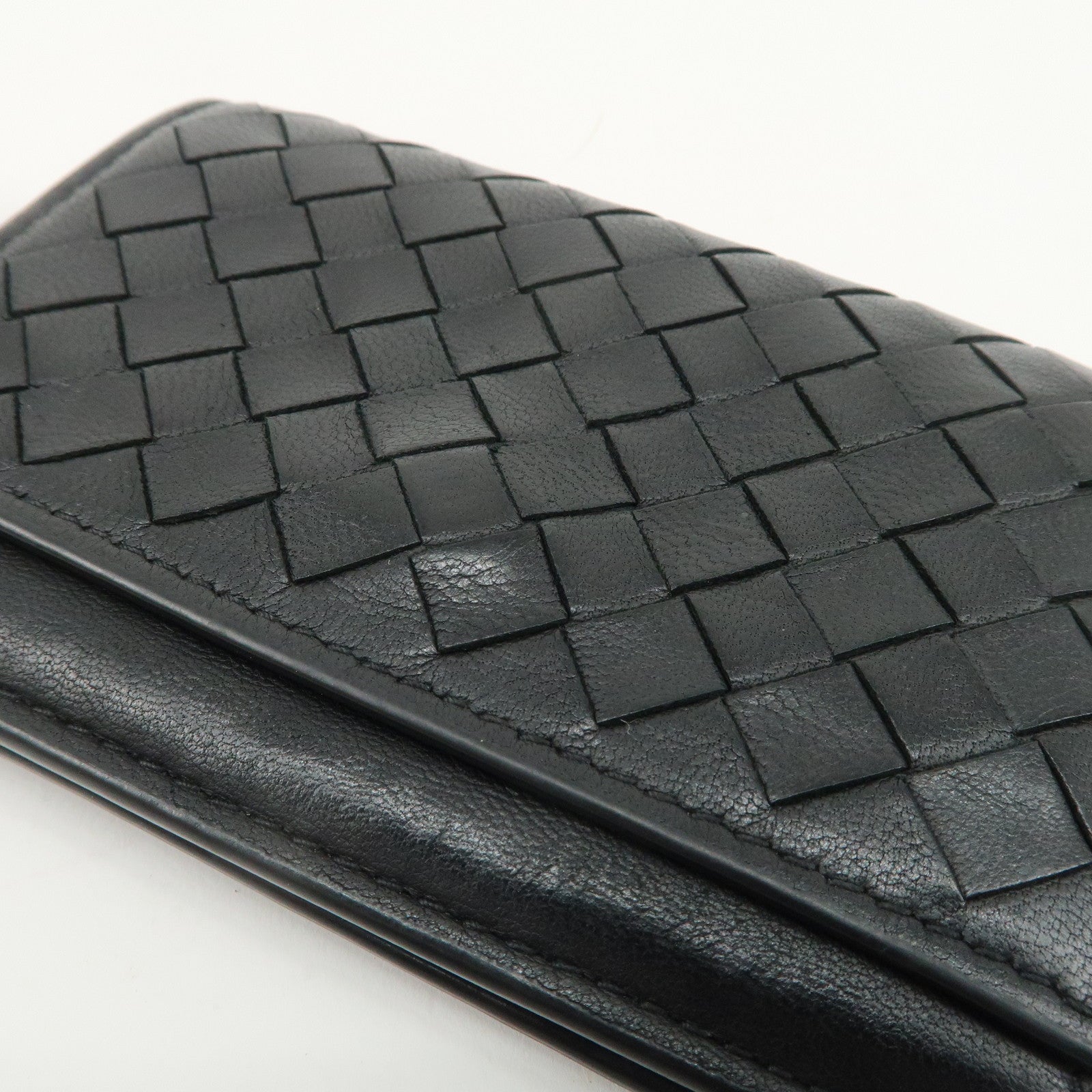 BOTTEGA VENETA Intrecciato Leather Card Case ID Case Black