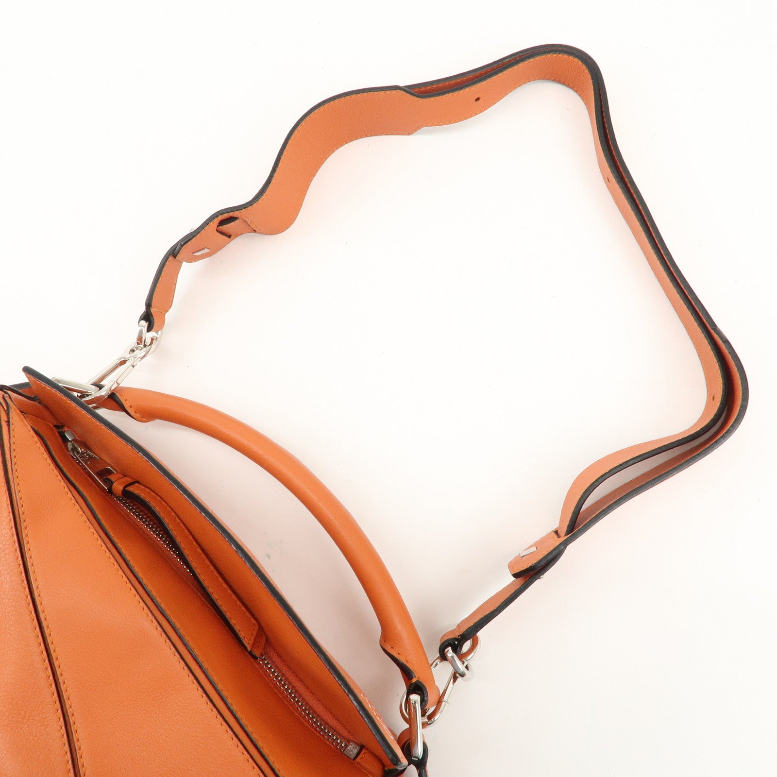 LOEWE Leather Puzzle Bag Small Hand Bag Orange Used