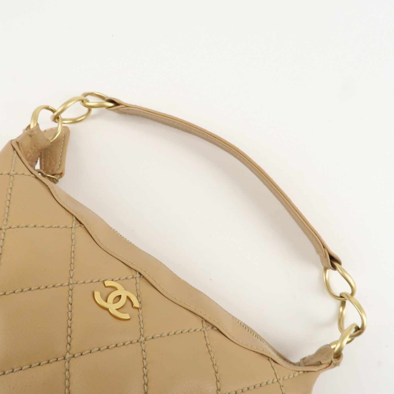 CHANEL COCO Mark Wild Stich Lamb Skin Shoulder Bag A20663 Used