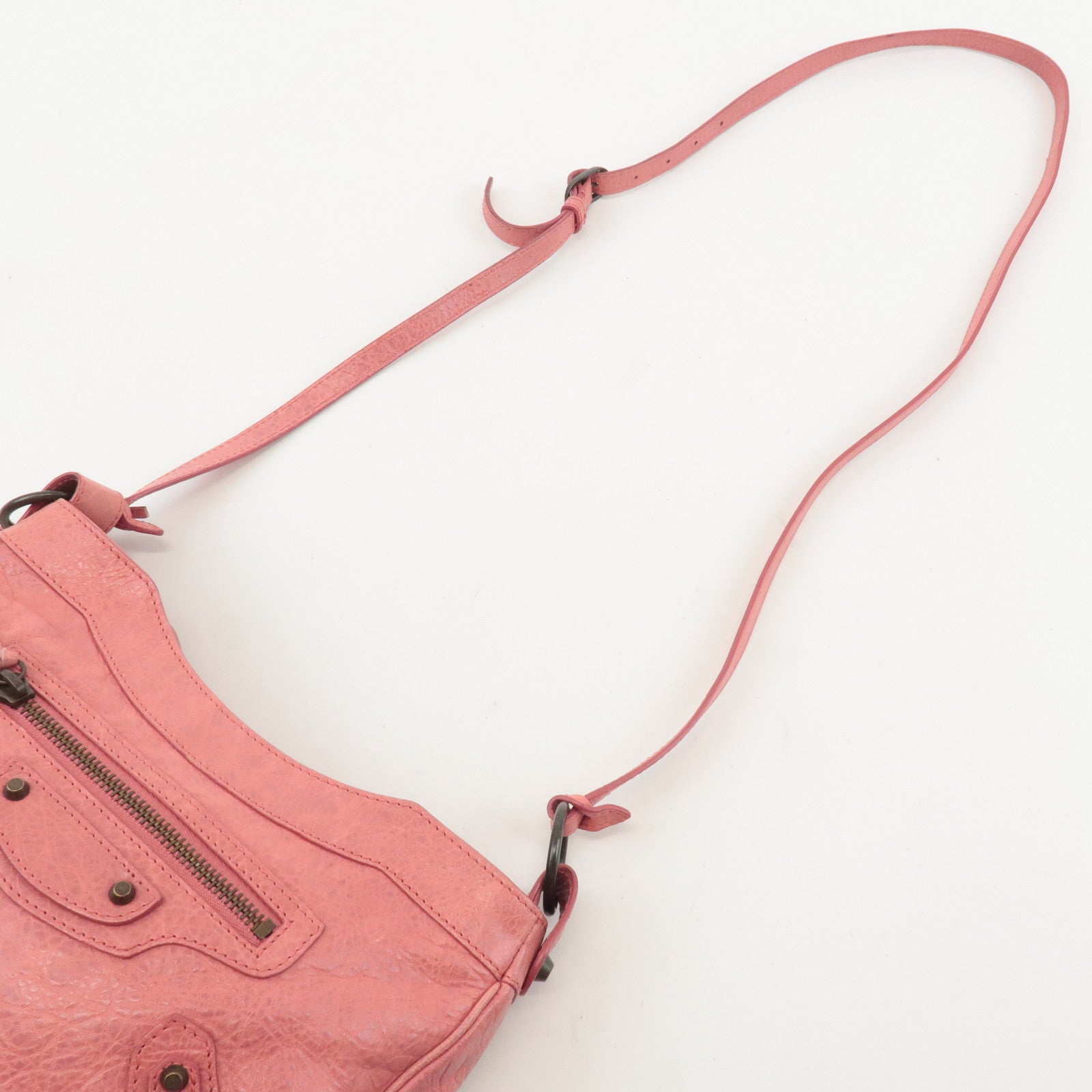 BALENCIAGA The Hip Leather Shoulder Bag Pink 242803