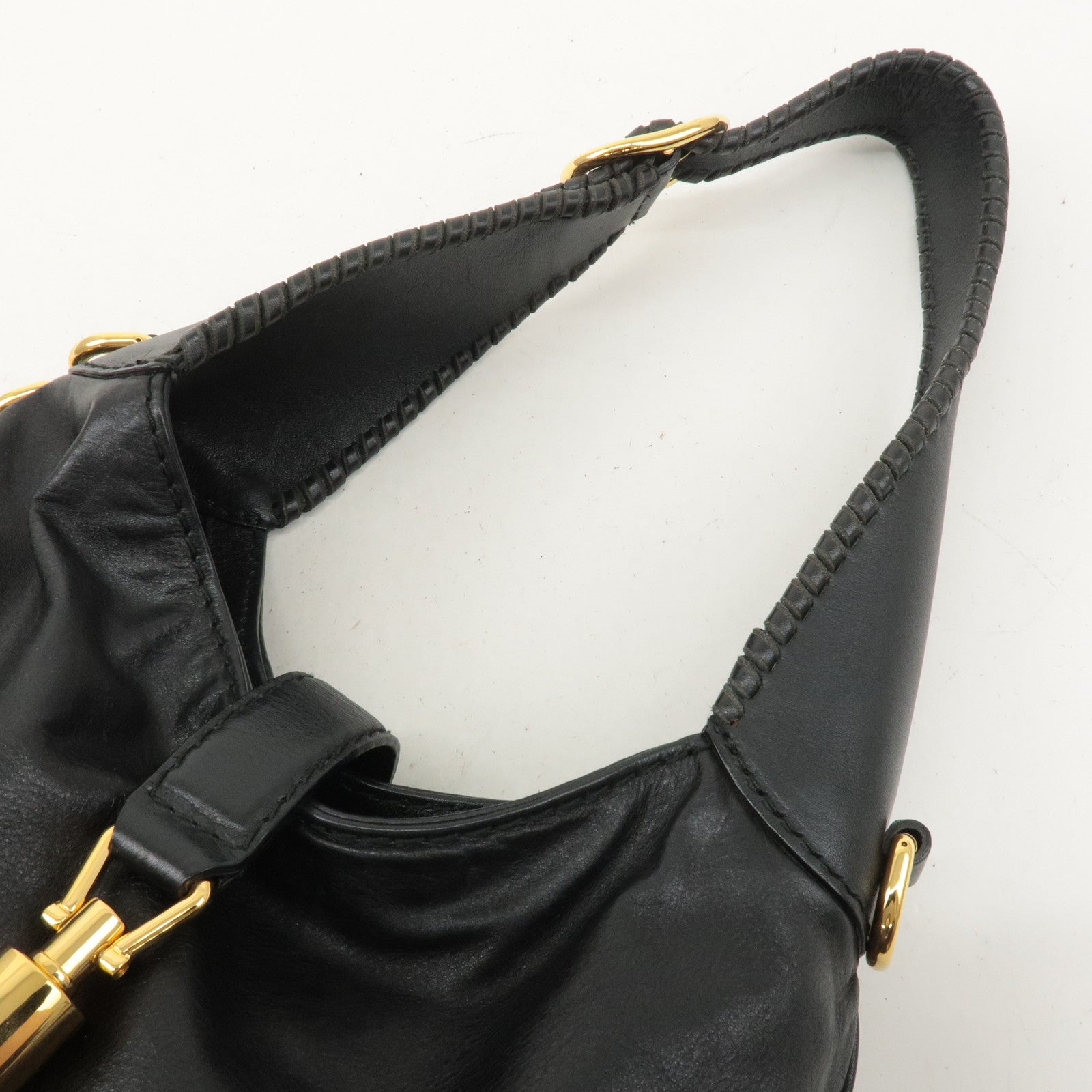 GUCCI New Jackie Leather Shoulder Bag Black 219725