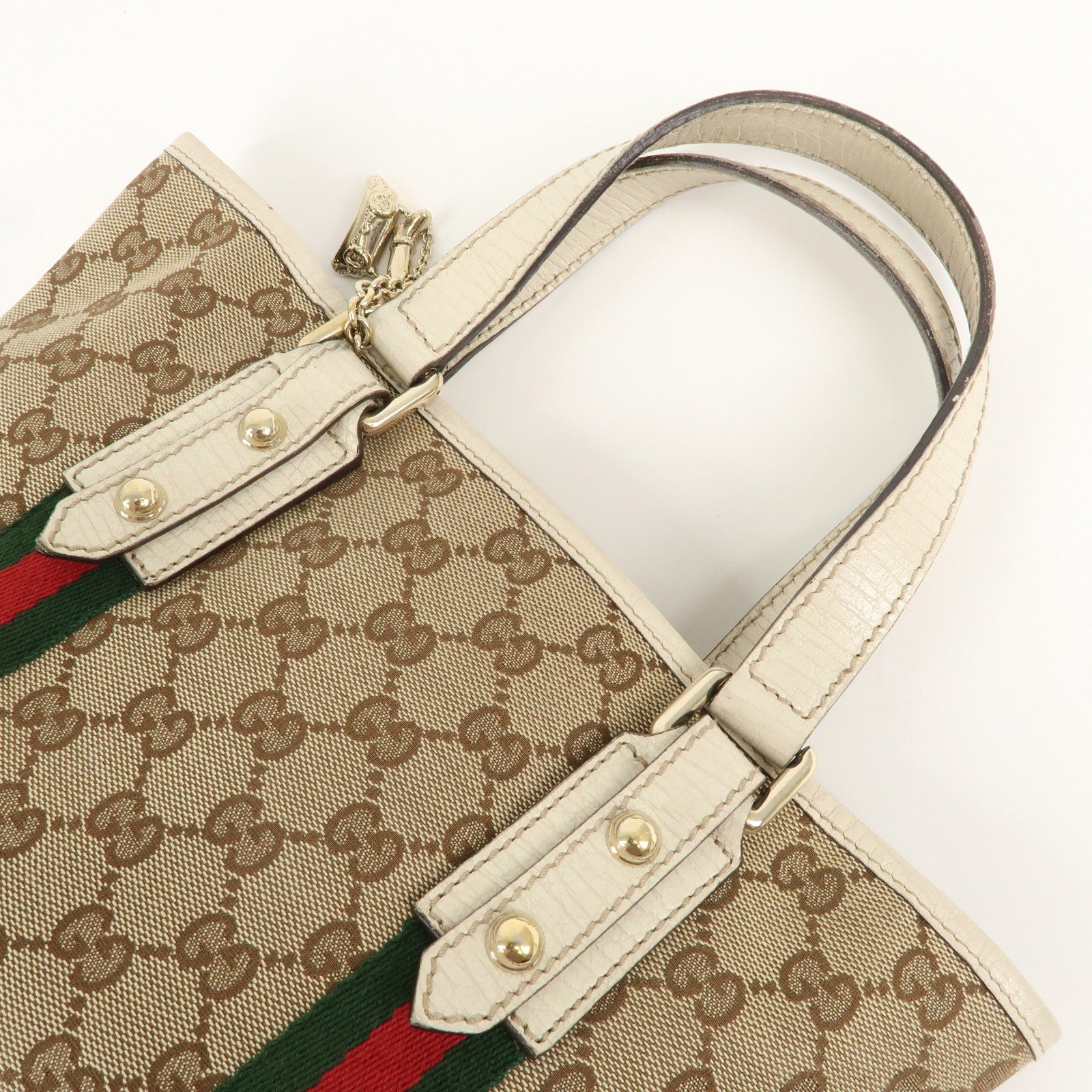 GUCCI GG Canvas Leather Hand Bag Mini Tote Beige Ivory 139261