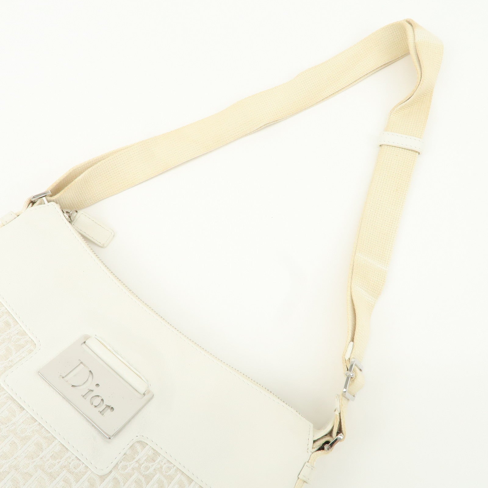 Christian Dior Trotter Canvas Leather Shoulder Bag Hand Bag Ivory