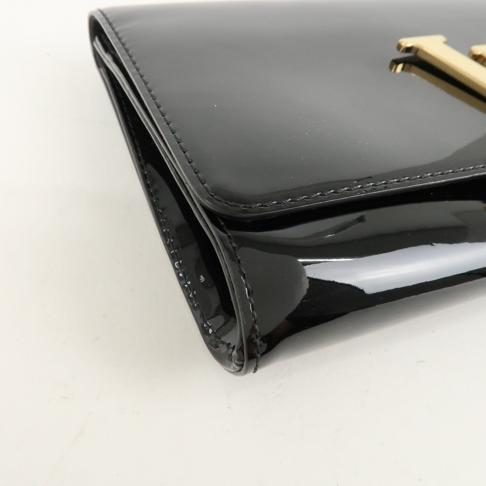 Louis Vuitton Vernis Pochette Louise EW Clutch Bag Noir M90083 Used