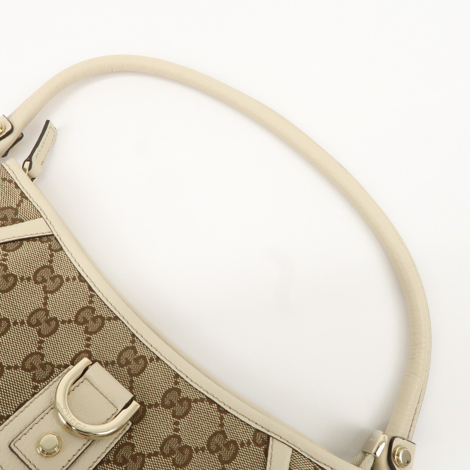 GUCCI Abbey GG Canvas Leather Shoulder Bag Beige Ivory 130939