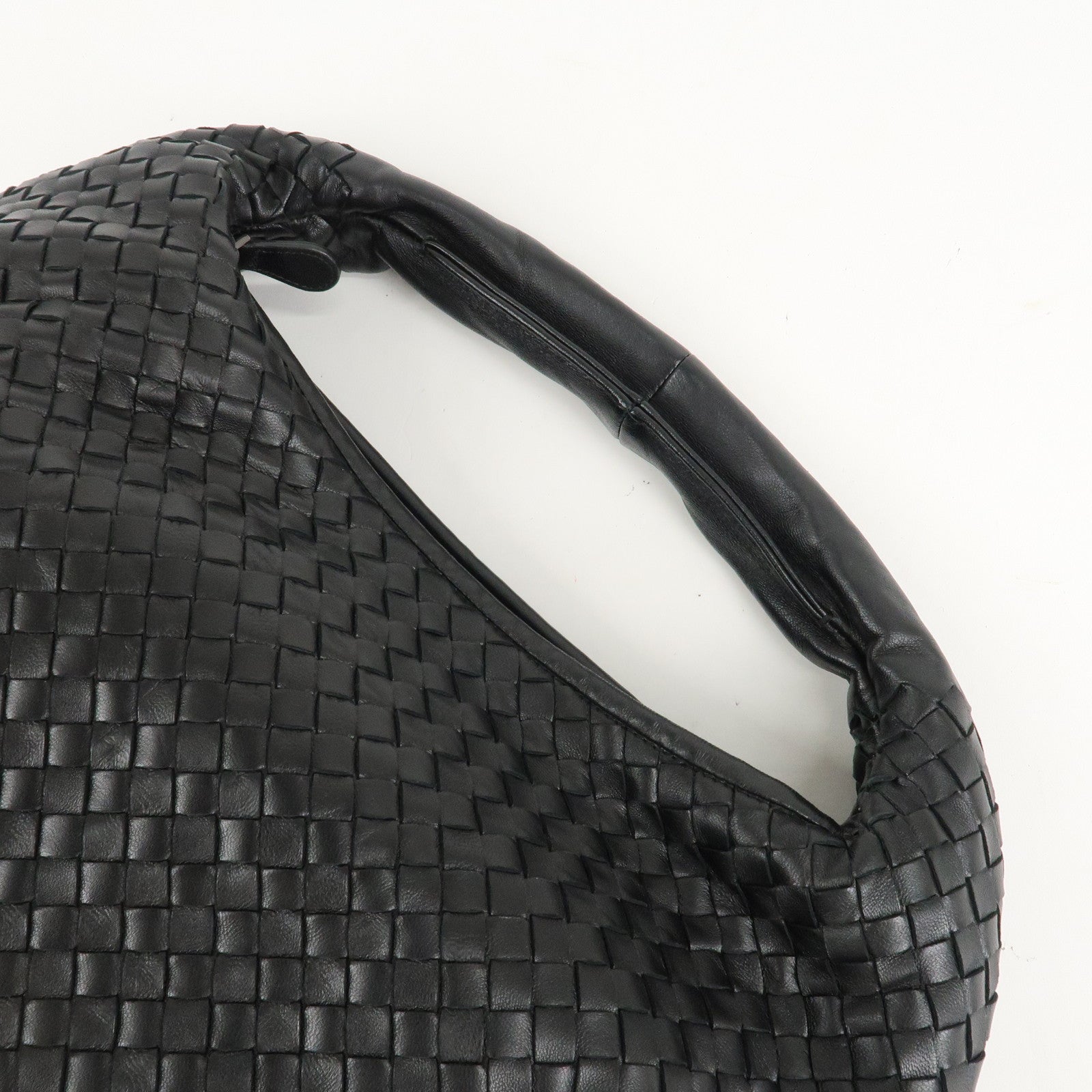 BOTTEGA VENETA Hobo Intrecciato Leather Shoulder Bag Black 232499 Used