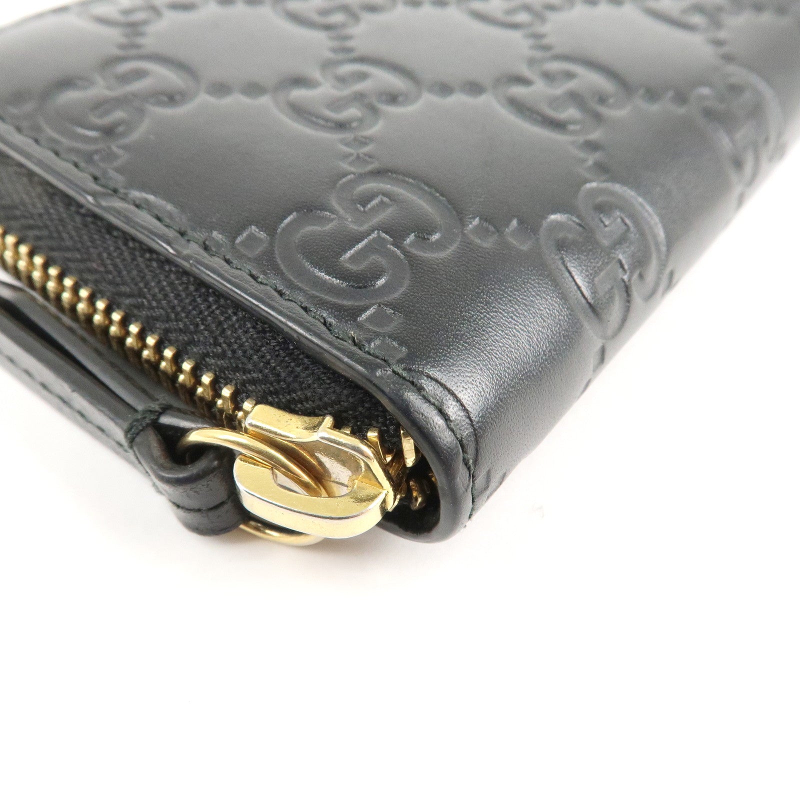 GUCCI Guccissima Leather Card Case Black 447939