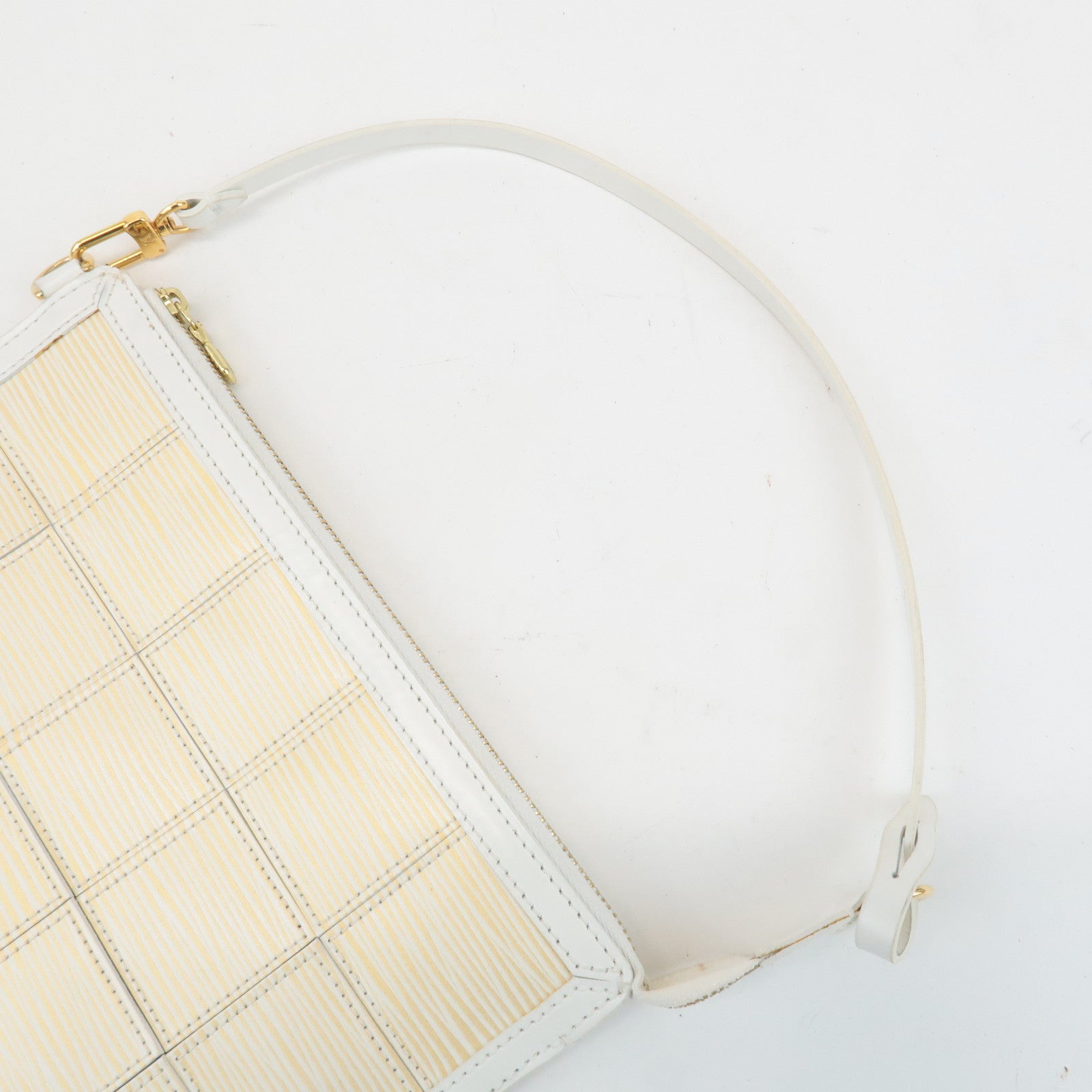 Louis Vuitton Epi Stretch Delmonico Hand Bag White Gold M54603 Used