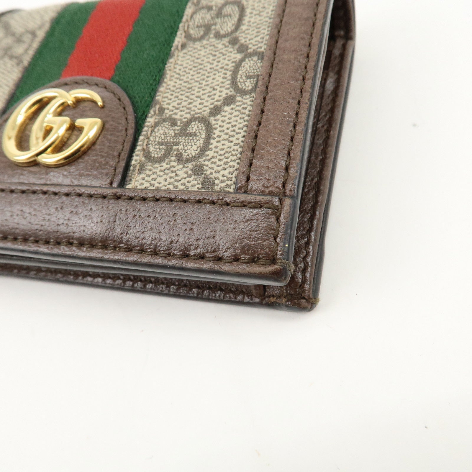 GUCCI Ophidia Sherry GG Supreme Leather Compact Wallet 523155