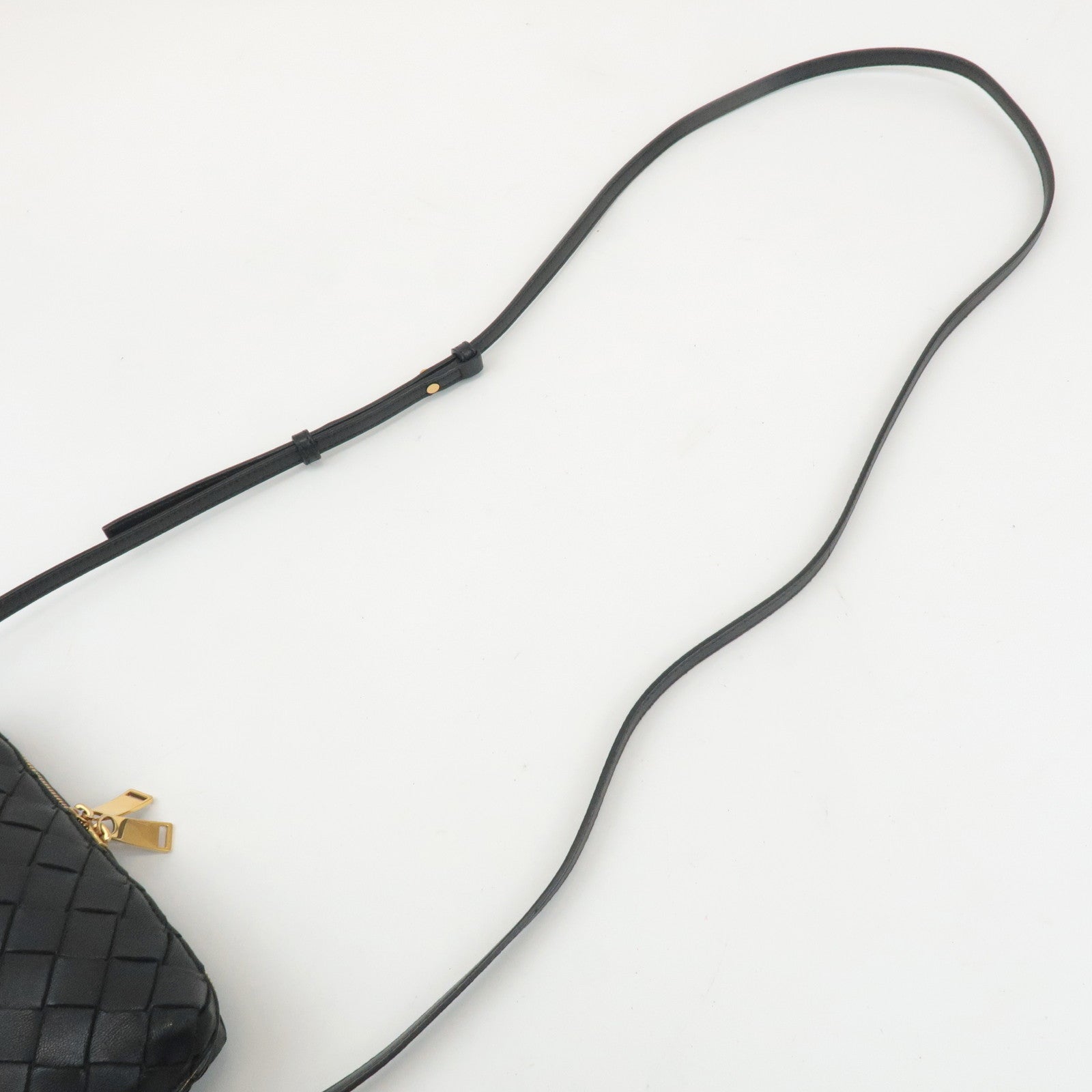 BOTTEGA VENETA Intrecciato Leather Shoulder Bag Black