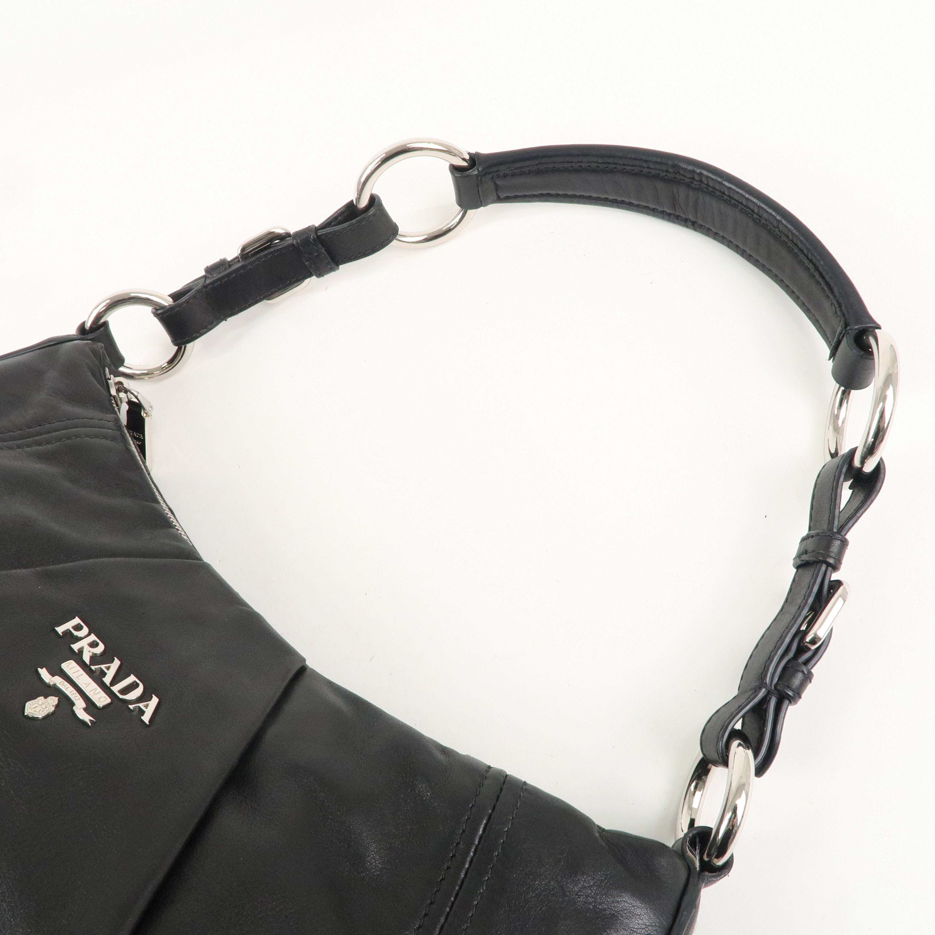 PRADA Leather One Shoulder Bag NERO Black BR4519