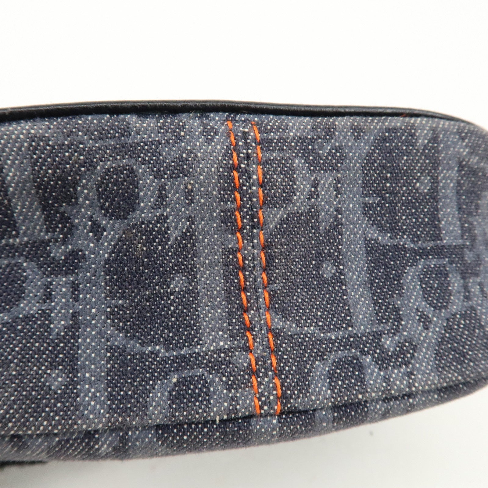 Christian Dior Trotter Denim Canvas Leather Flight Pouch Navy