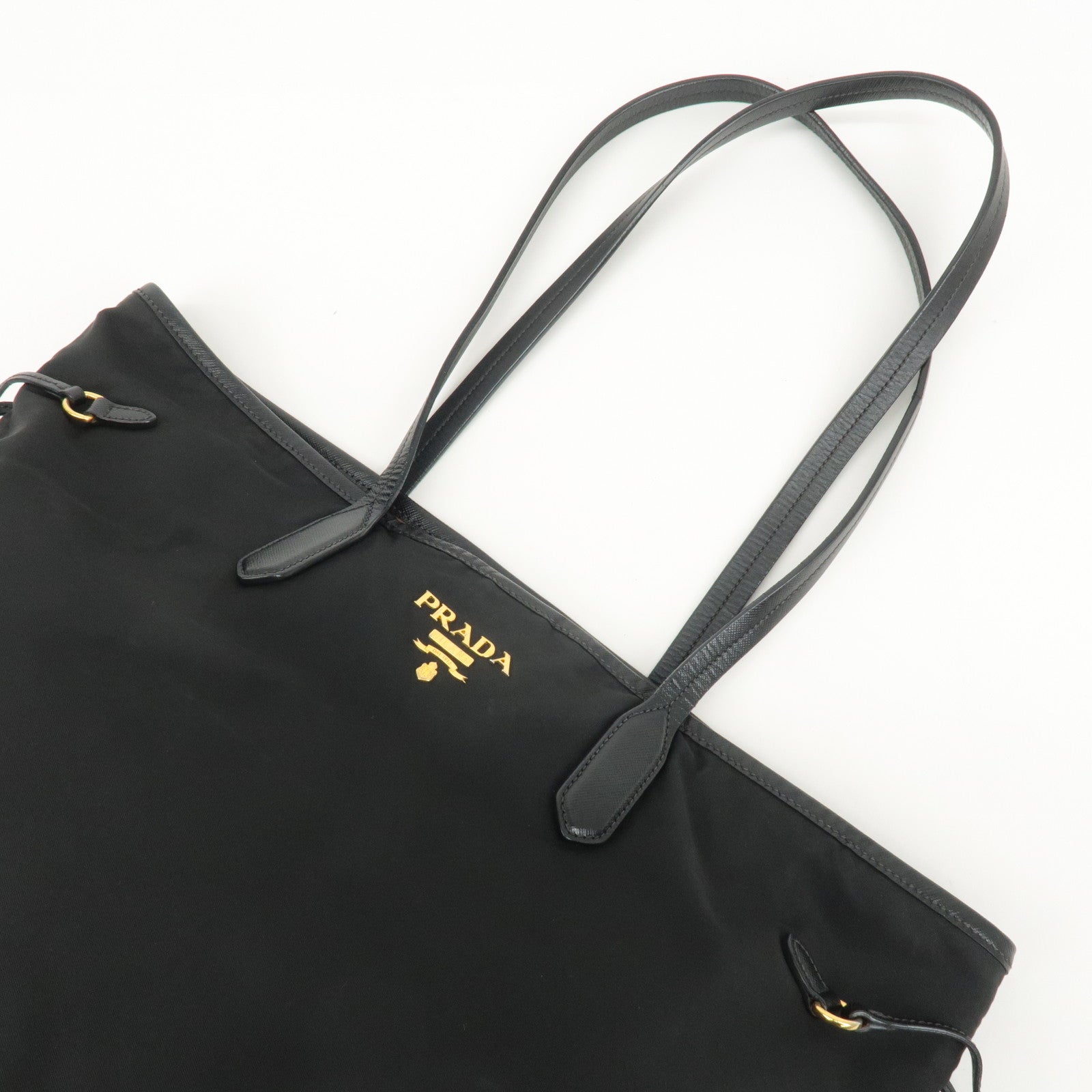 PRADA Nylon Leather Tote Bag Shoulder Bag Black Used