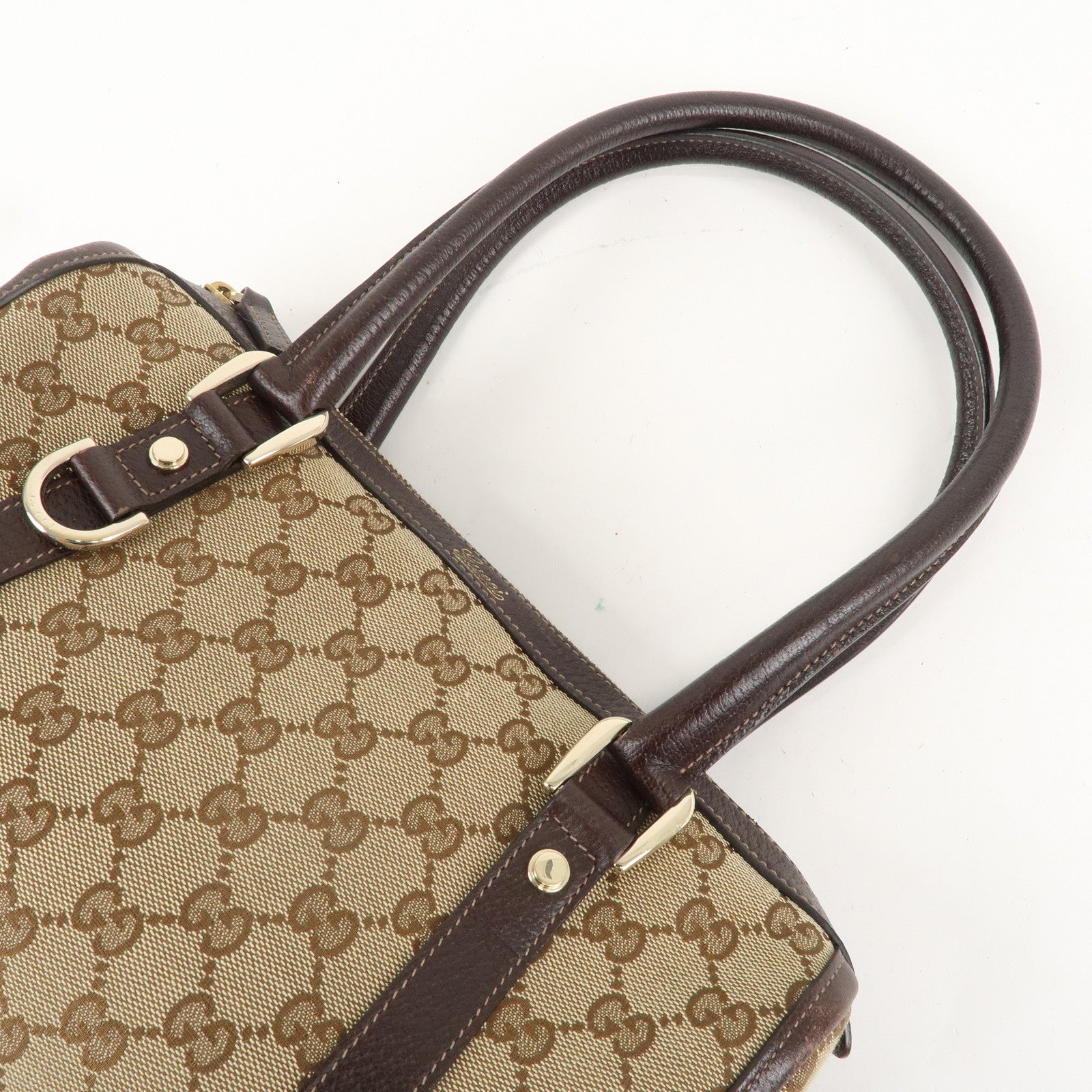 GUCCI Abbey GG Canvas Leather Mini Boston Bag Beige Ivory 130942