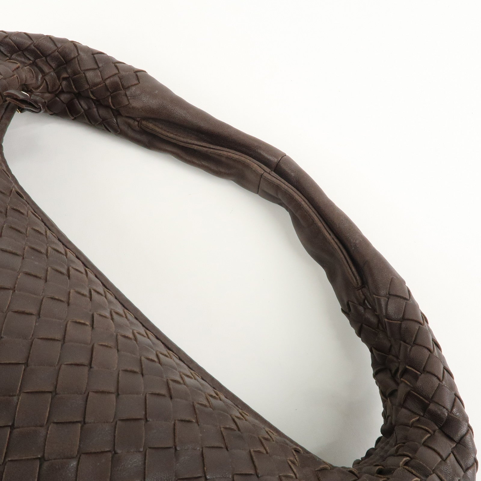 BOTTEGA VENETA Intrecciato Hobo Leather Shoulder Bag Brown 115654