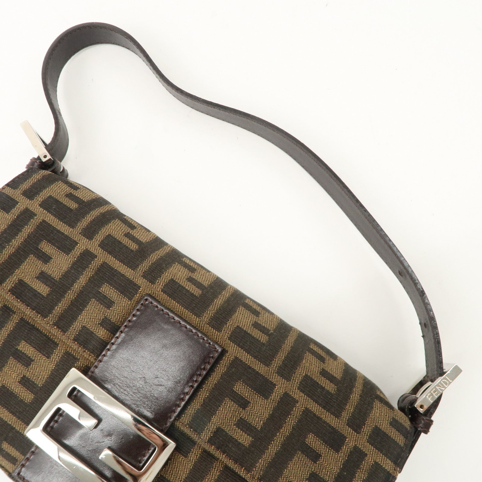 FENDI Mamma Baguette Canvas Shoulder Bag Hand Bag Brown 26424