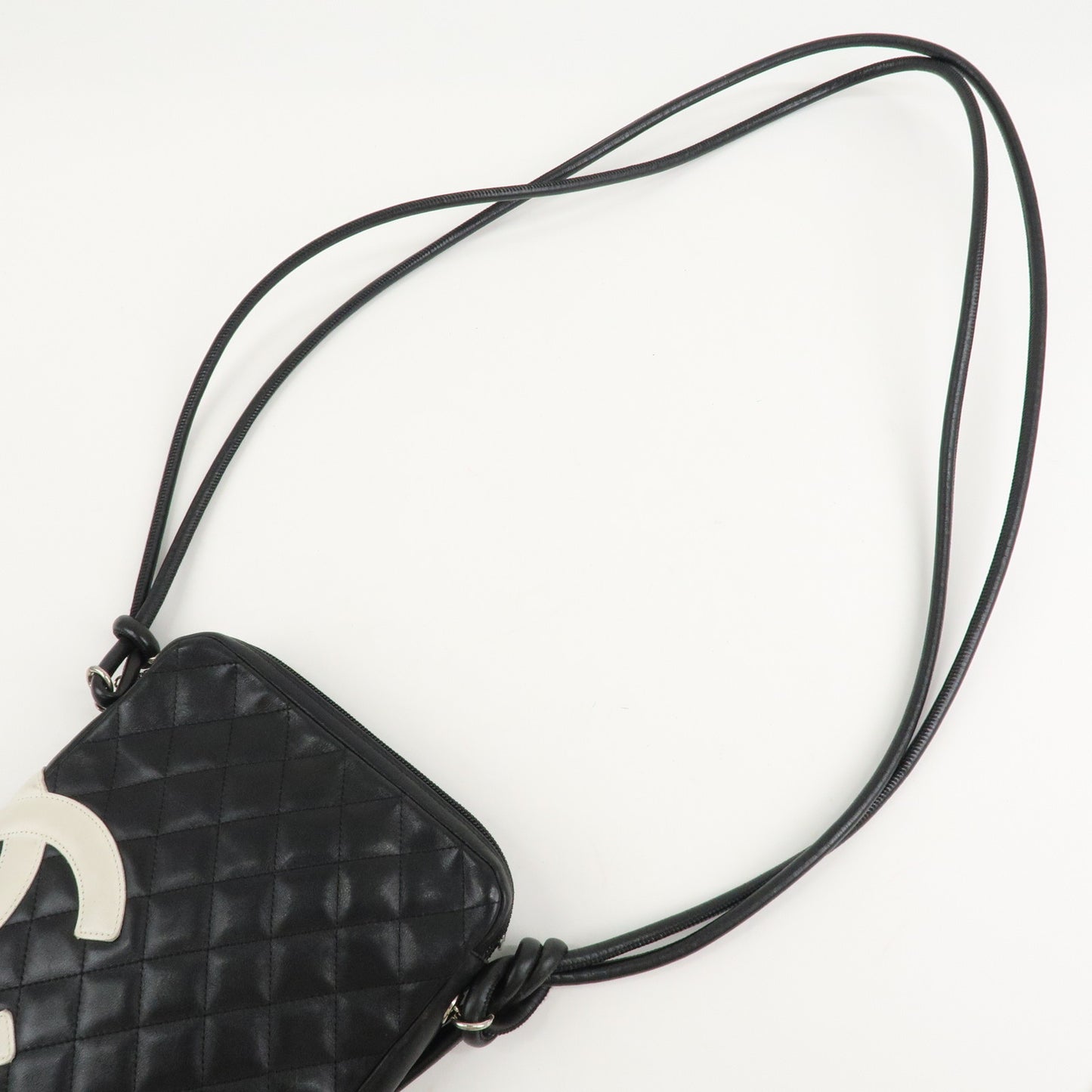 CHANEL Cambon Line Lamb Skin Shoulder Bag Pouch Black