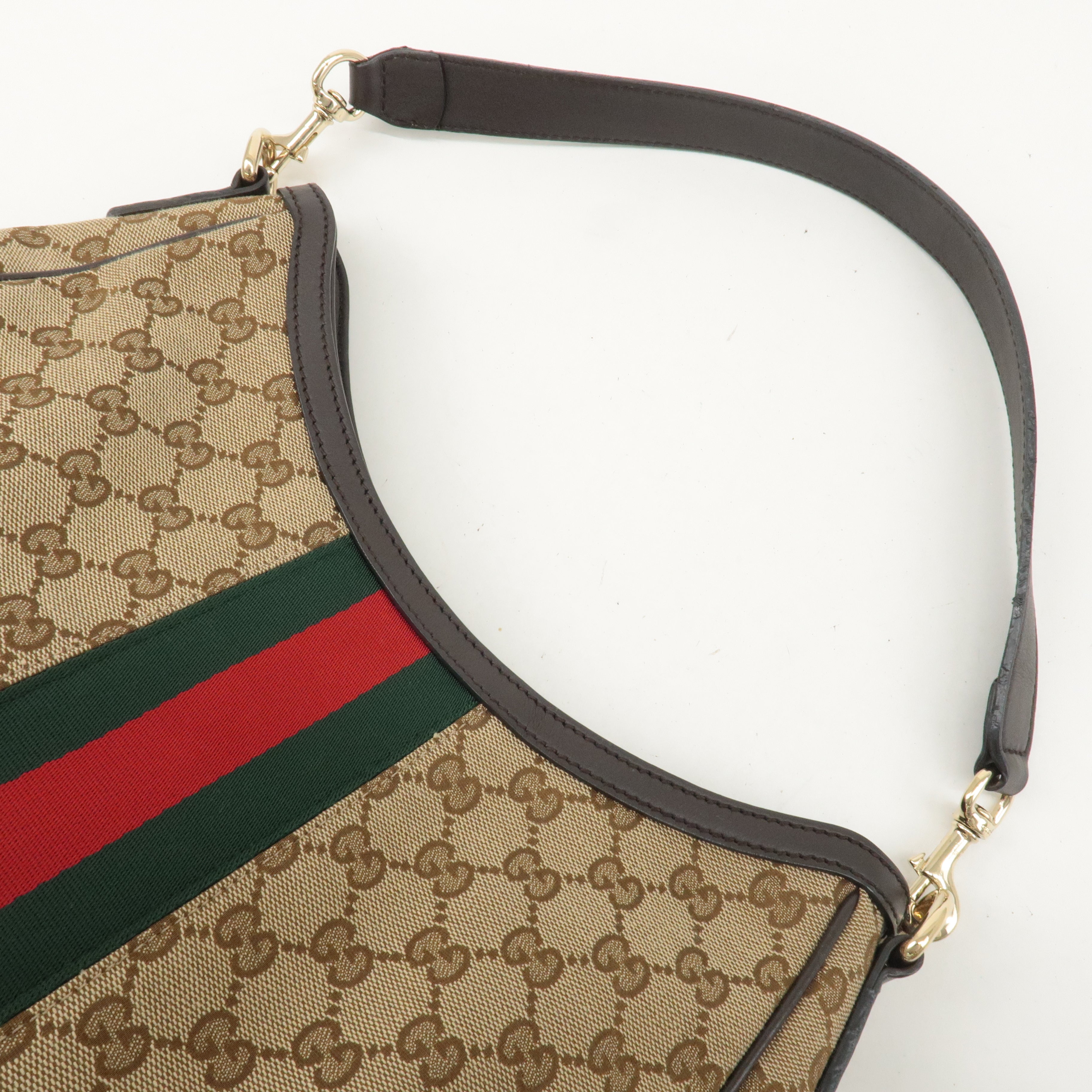 GUCCI Sherry Line GG Canvas Leather Shoulder Bag BeigeBrown 388921