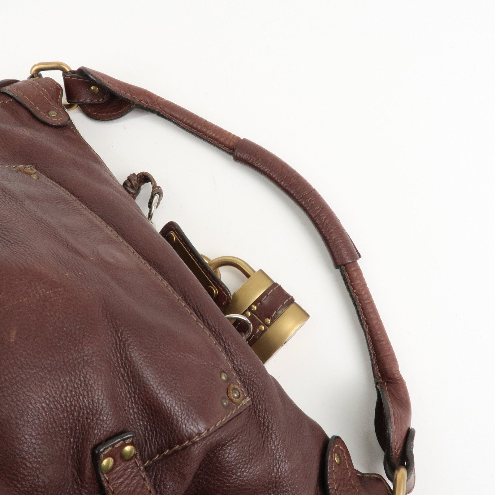 Chloe Paddington Leather Shoulder Bag Hand Bag Dark Brown