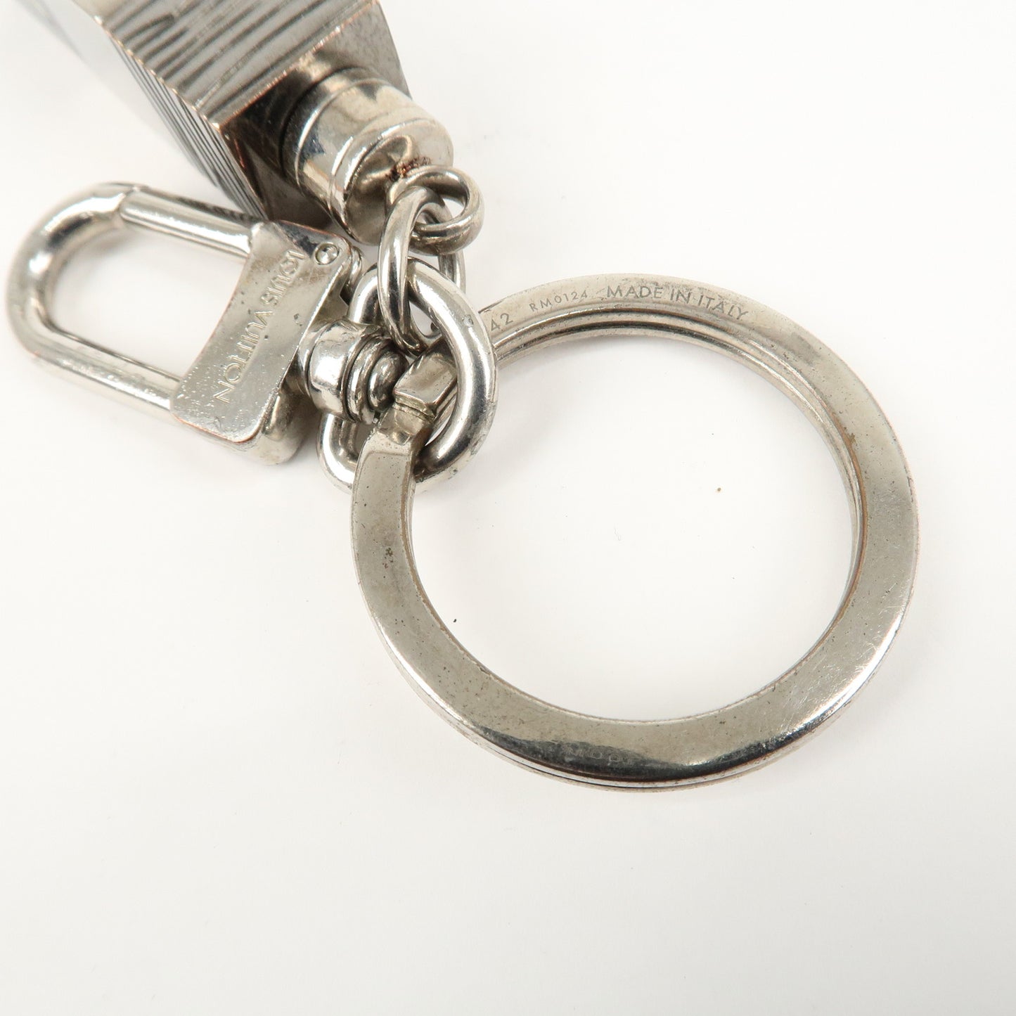 Louis Vuitton Porte Cles Cube Bag Key Charm Silver Gray M67142