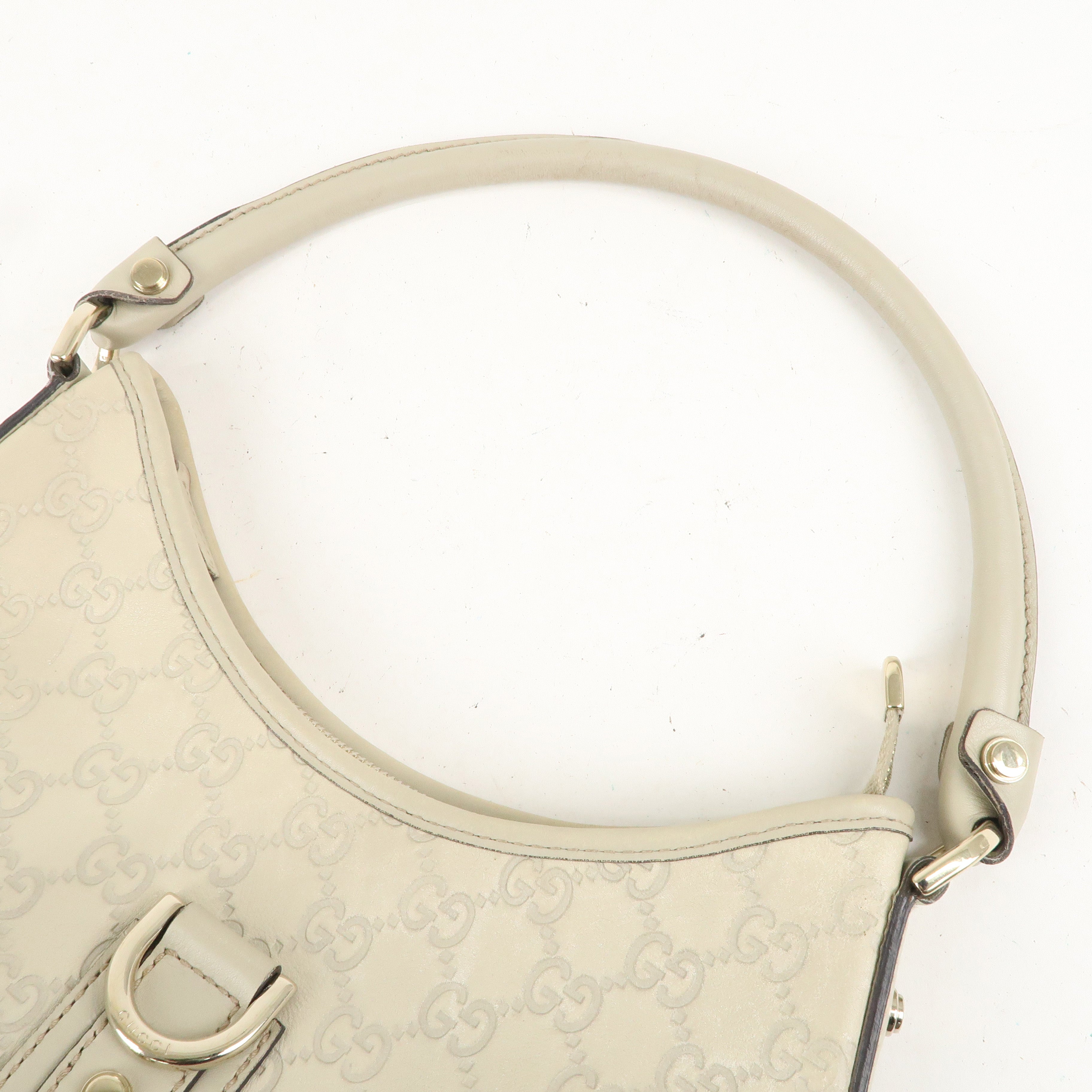 GUCCI Abbey Guccissima Leather Shoulder Bag Ivory 130738