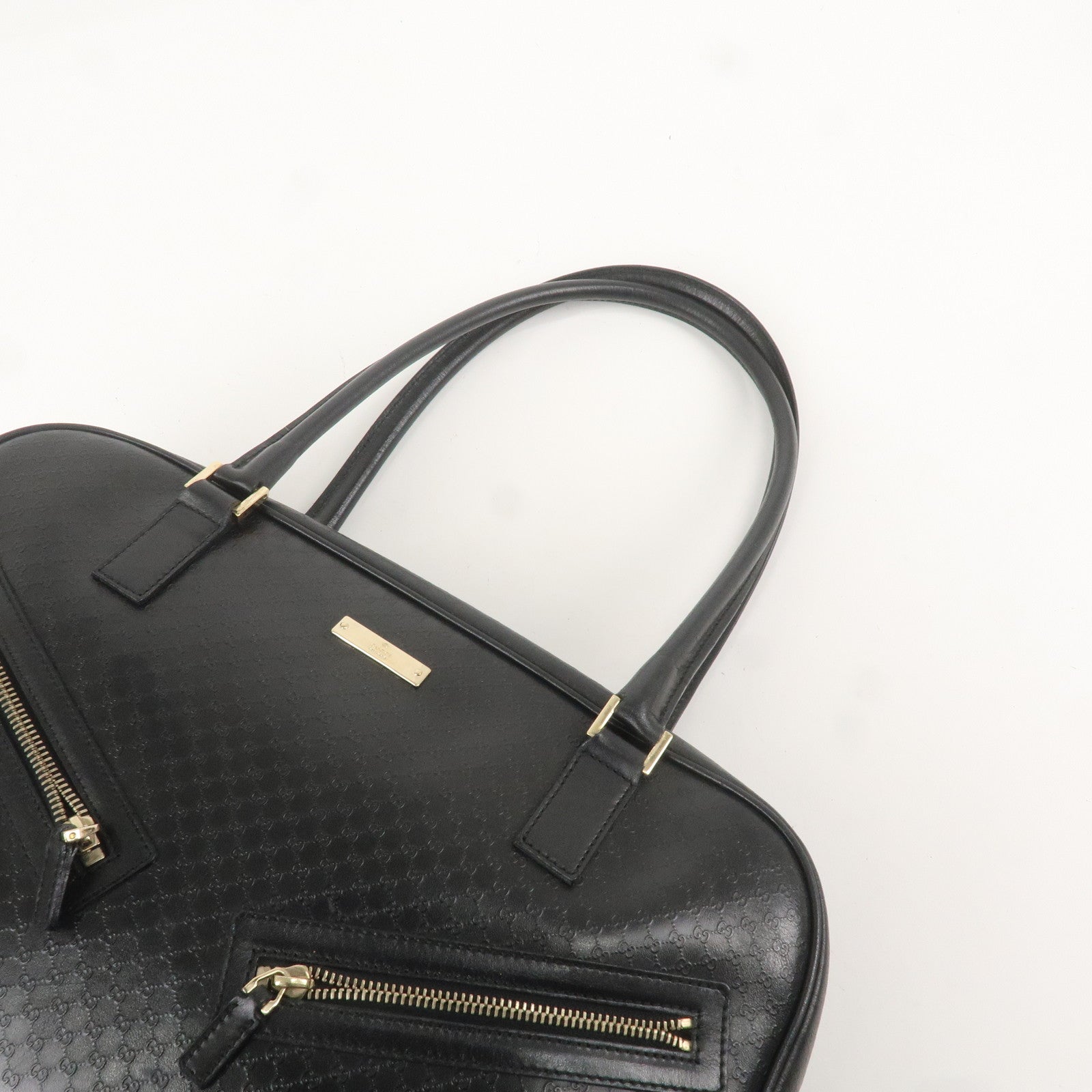 GUCCI Micro Guccissima Leather Handbag Black 002.1115