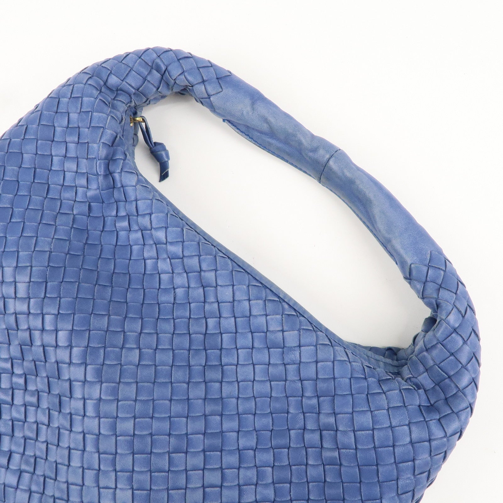 BOTTEGA VENETA Intrecciato Hobo Leather Shoulder Bag Blue 115653