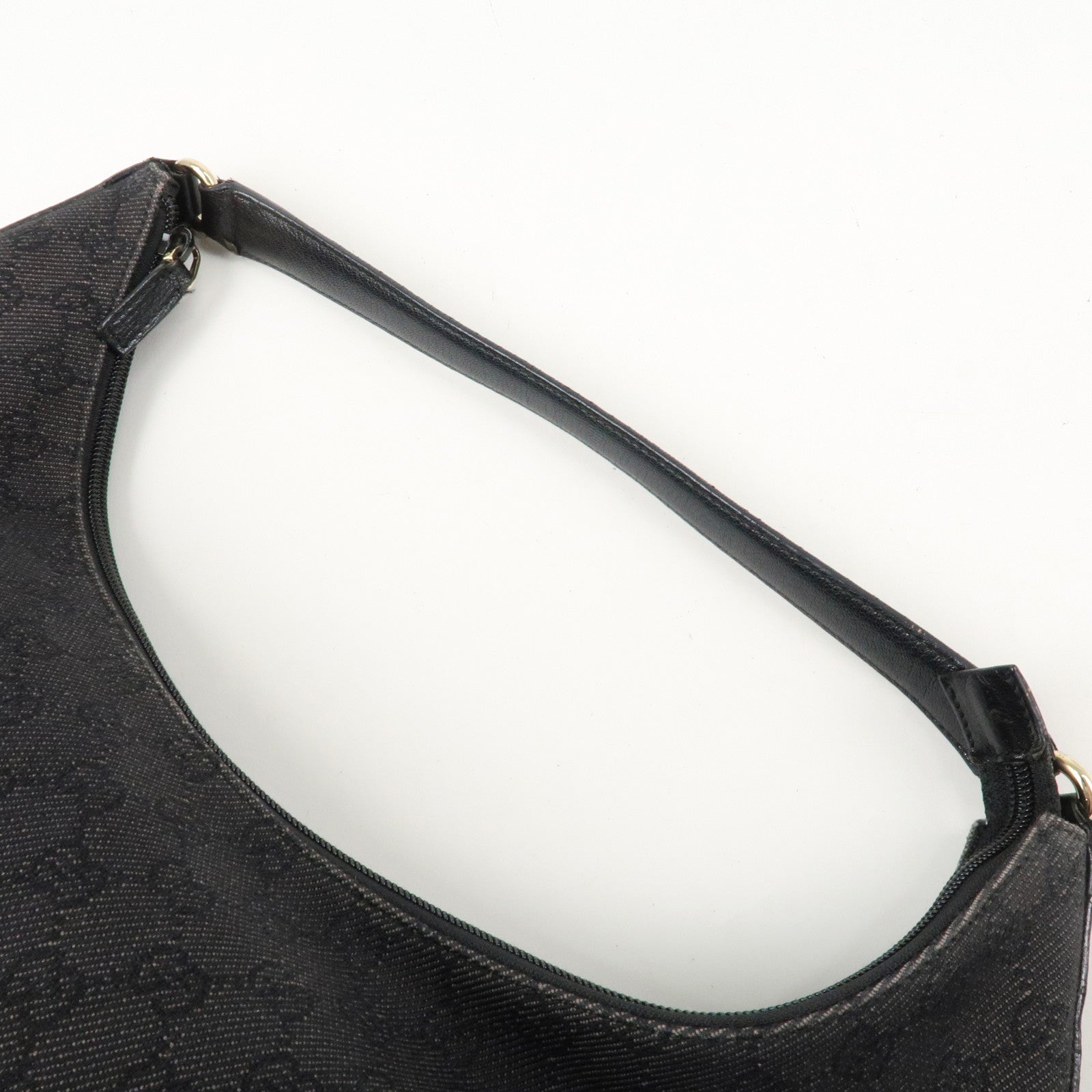 GUCCI GG Canvas Leather Shoulder Bag Hand Bag Black 257279