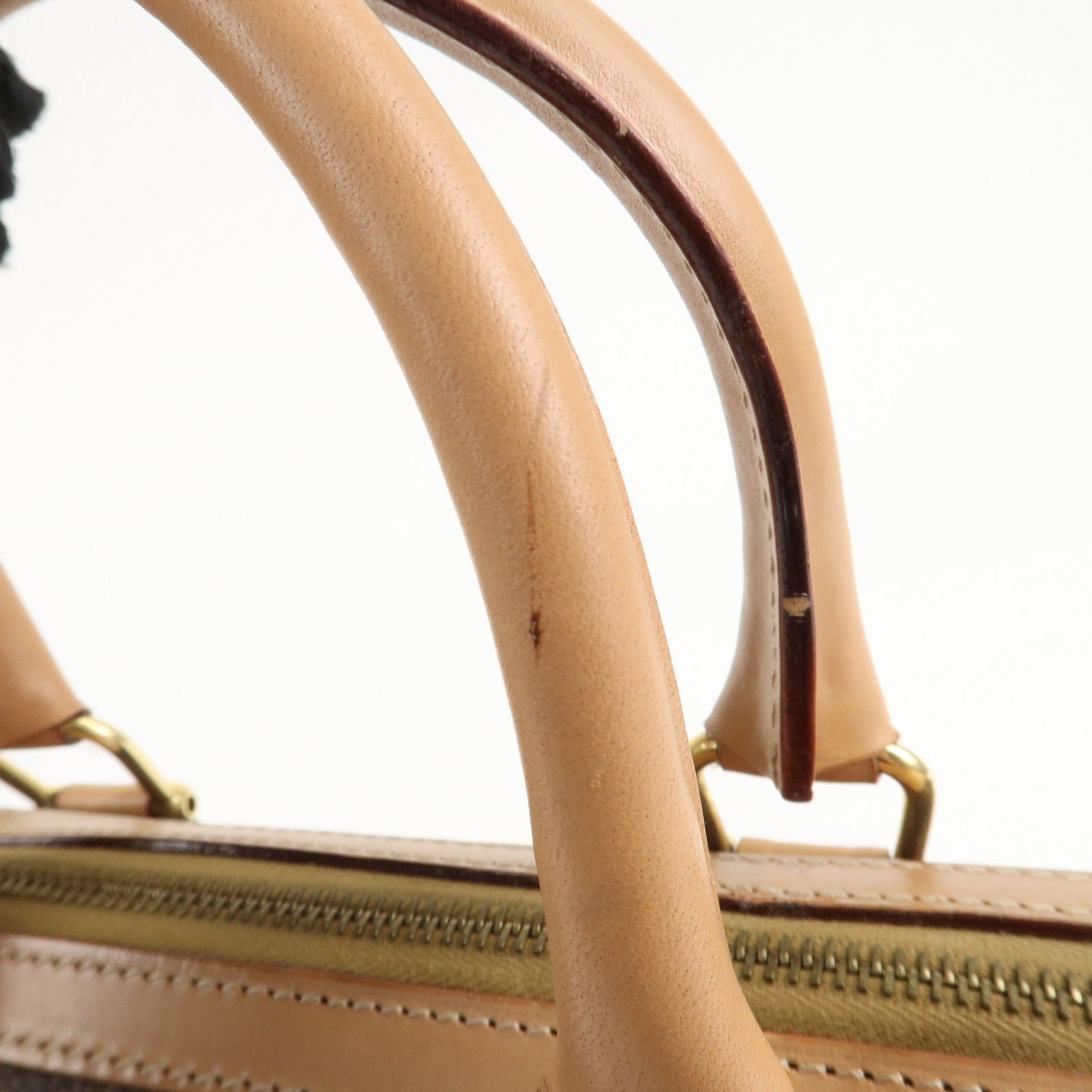 CELINE Macadam PVC Leather Boston Bag Hand Bag Brown Used