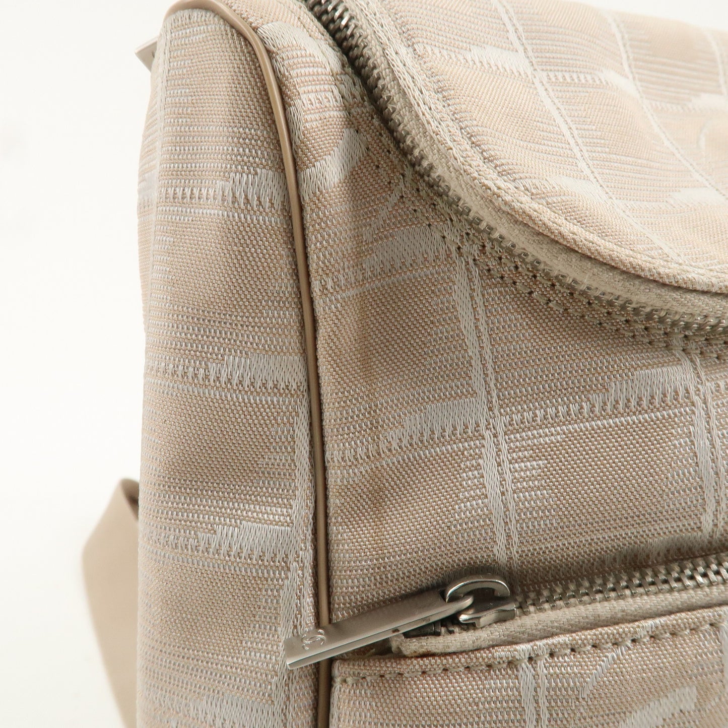 CHANEL New Travel Line Nylon Jacquard 2Way Back Pack Beige A15958