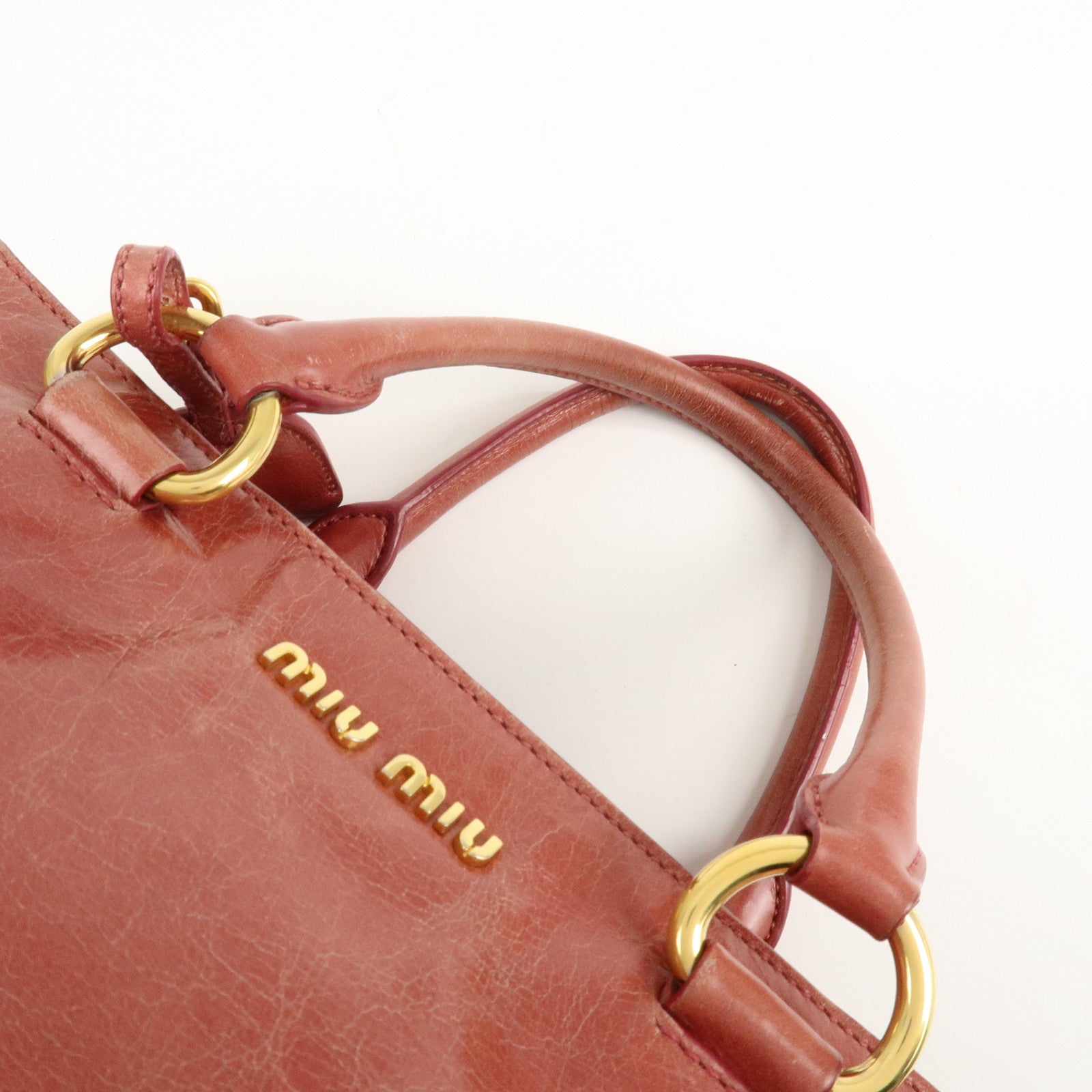 MIU MIU Leather 2 Way Bag Hand Bag Shoulder Bag Pink