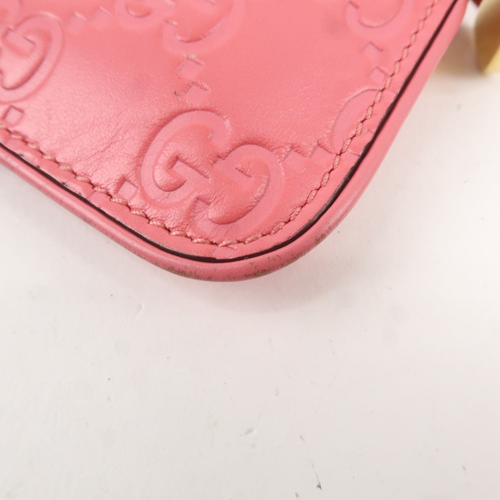 GUCCI Guccissima Leather Coin Case Wallet Pink 233183