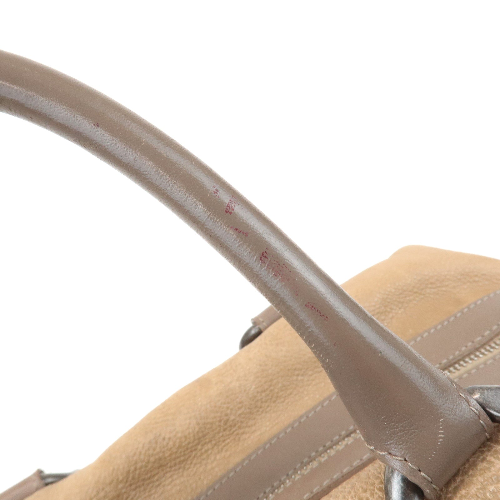 CHANEL COCO Mark Leather Boston Bag Brown Silver Hardware Used