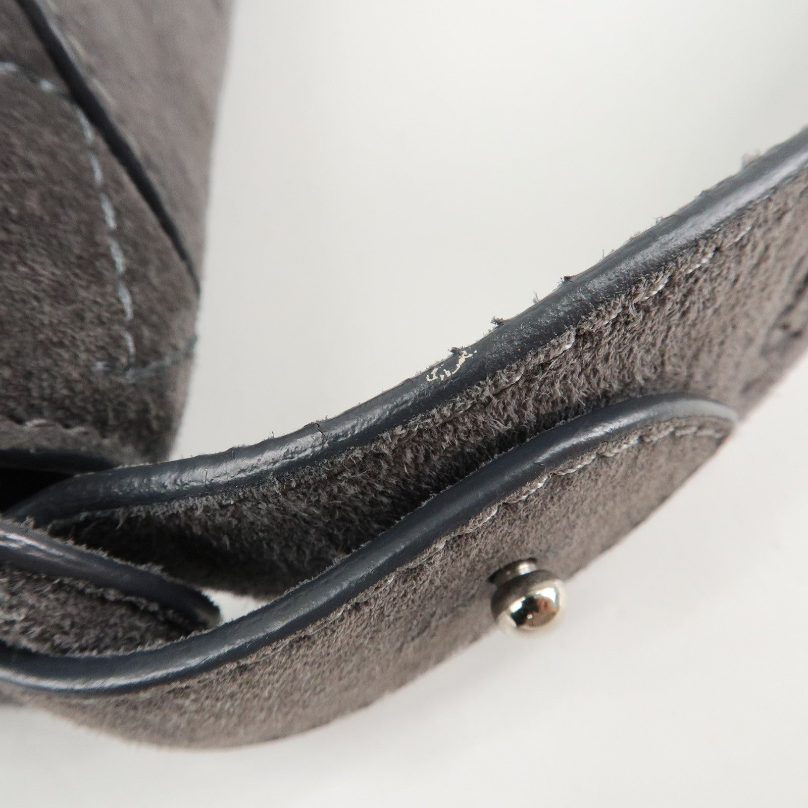 LOEWE Anagram Suede Leather Shoulder Bag Hand Bag Gray Used