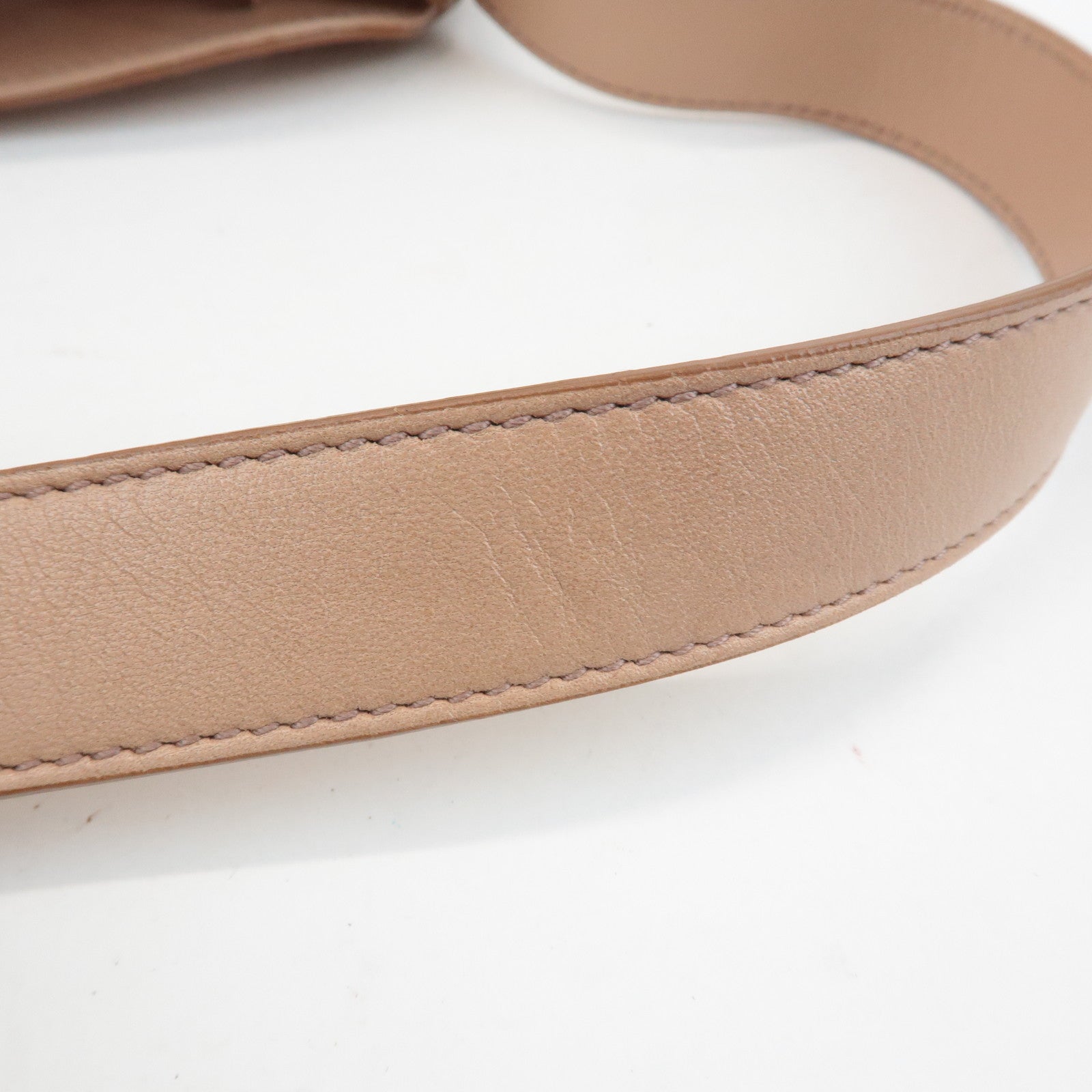 Ferragamo Gancini Leather Shoulder Bag Beige Silver Hardware Used