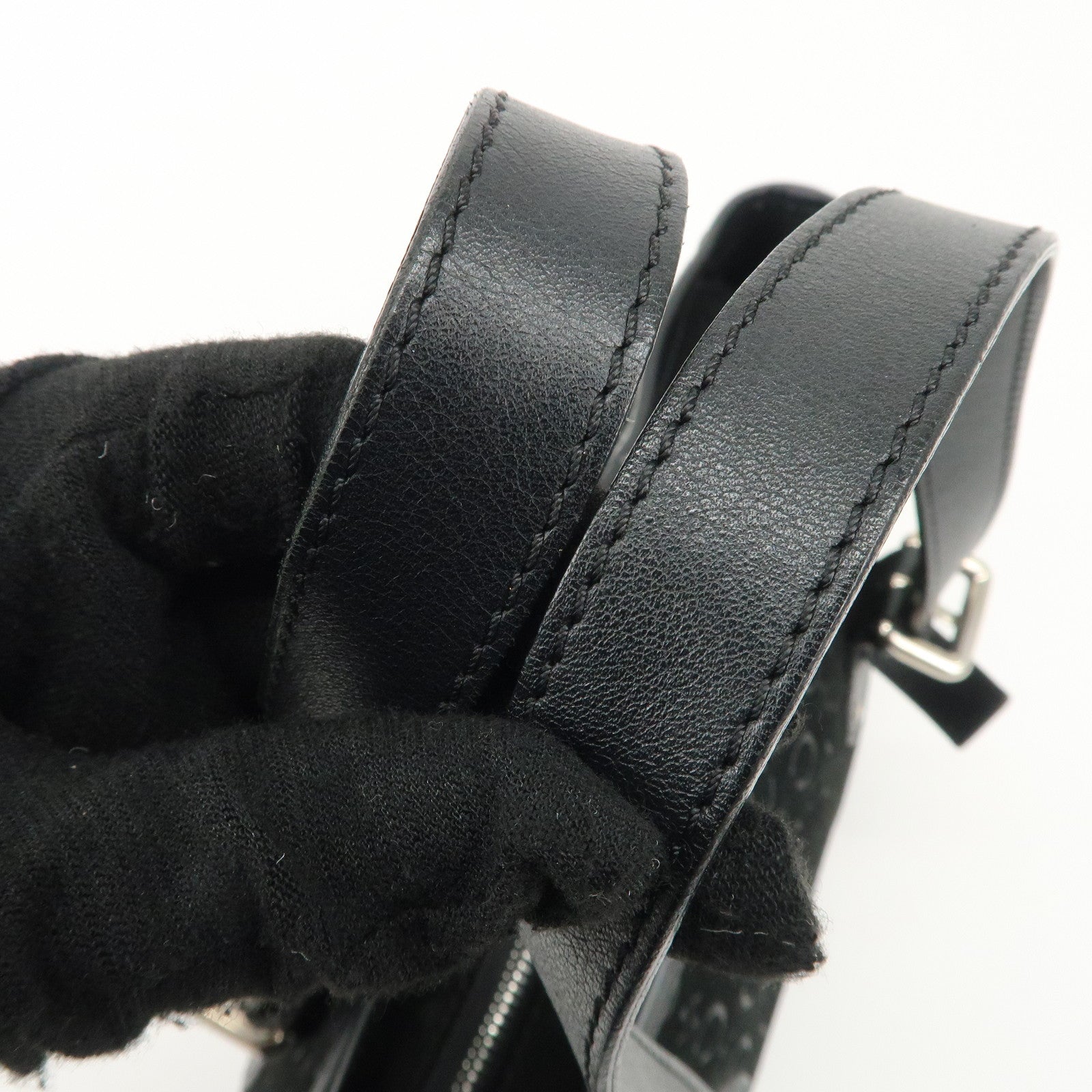 CELINE C Macadam Suede Leather Tote Bag Black Used
