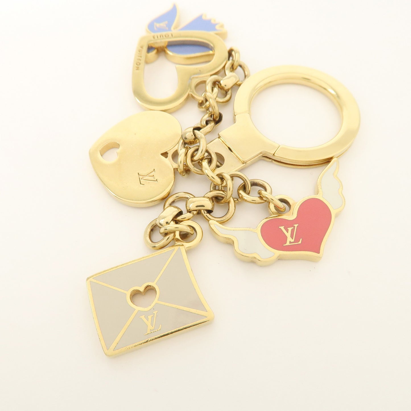 Louis Vuitton Porte Cles Message Charm Keychain Gold M66264