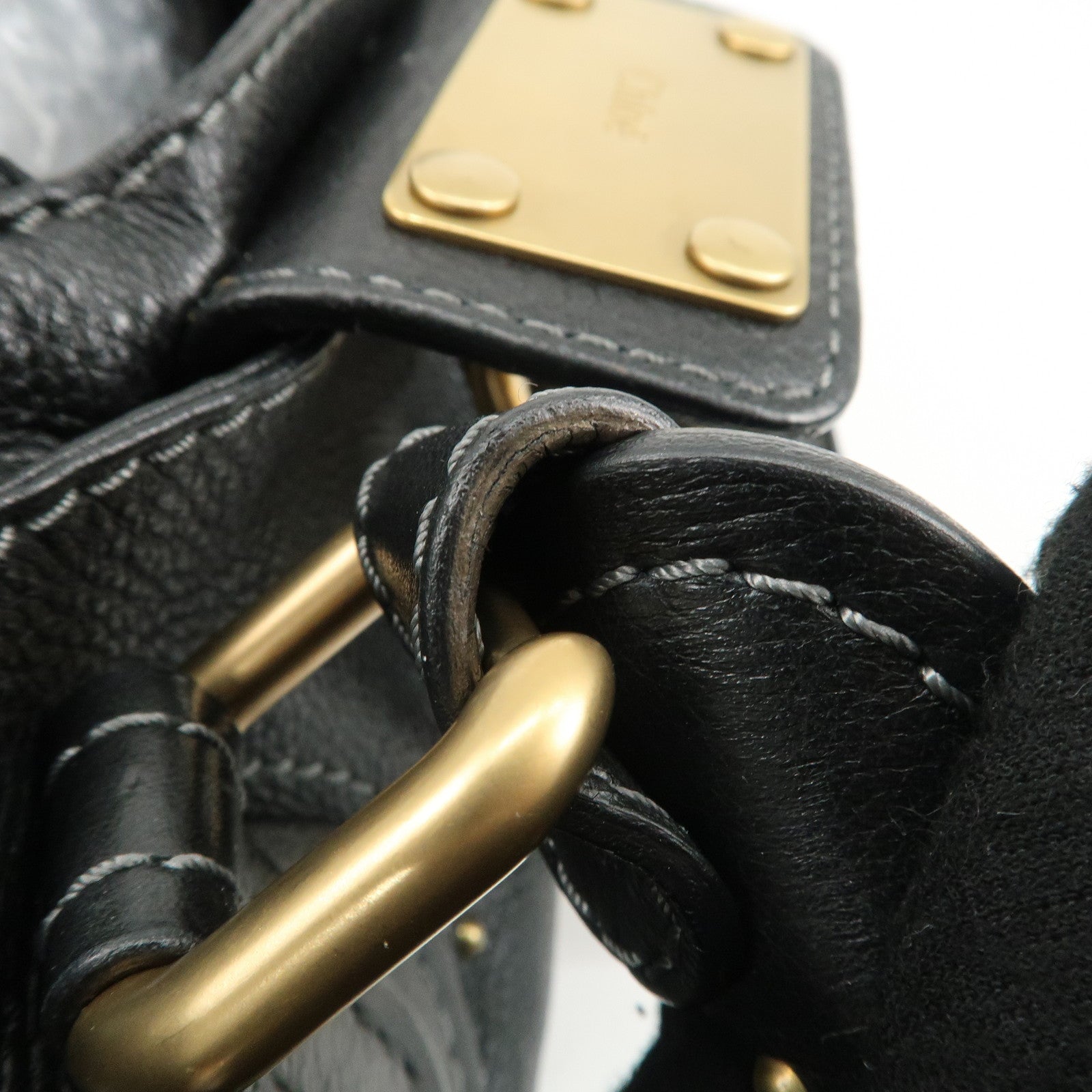 Chloe Paddington Leather Hand Bag Black Gold Hardware Used