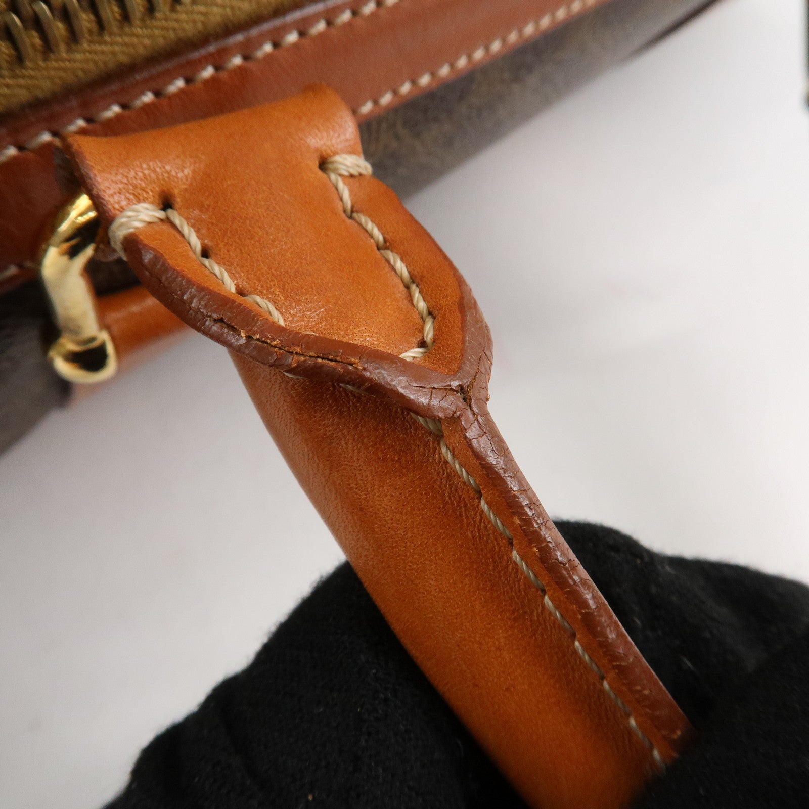CELINE Macadam PVC Leather Boston Bag Hand Bag Brown Used