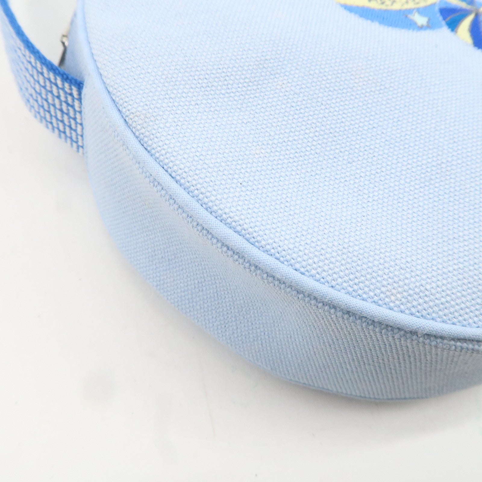 HERMES Circus Sakarecre Cotton Canvas Shoulder Bag Light Blue Used