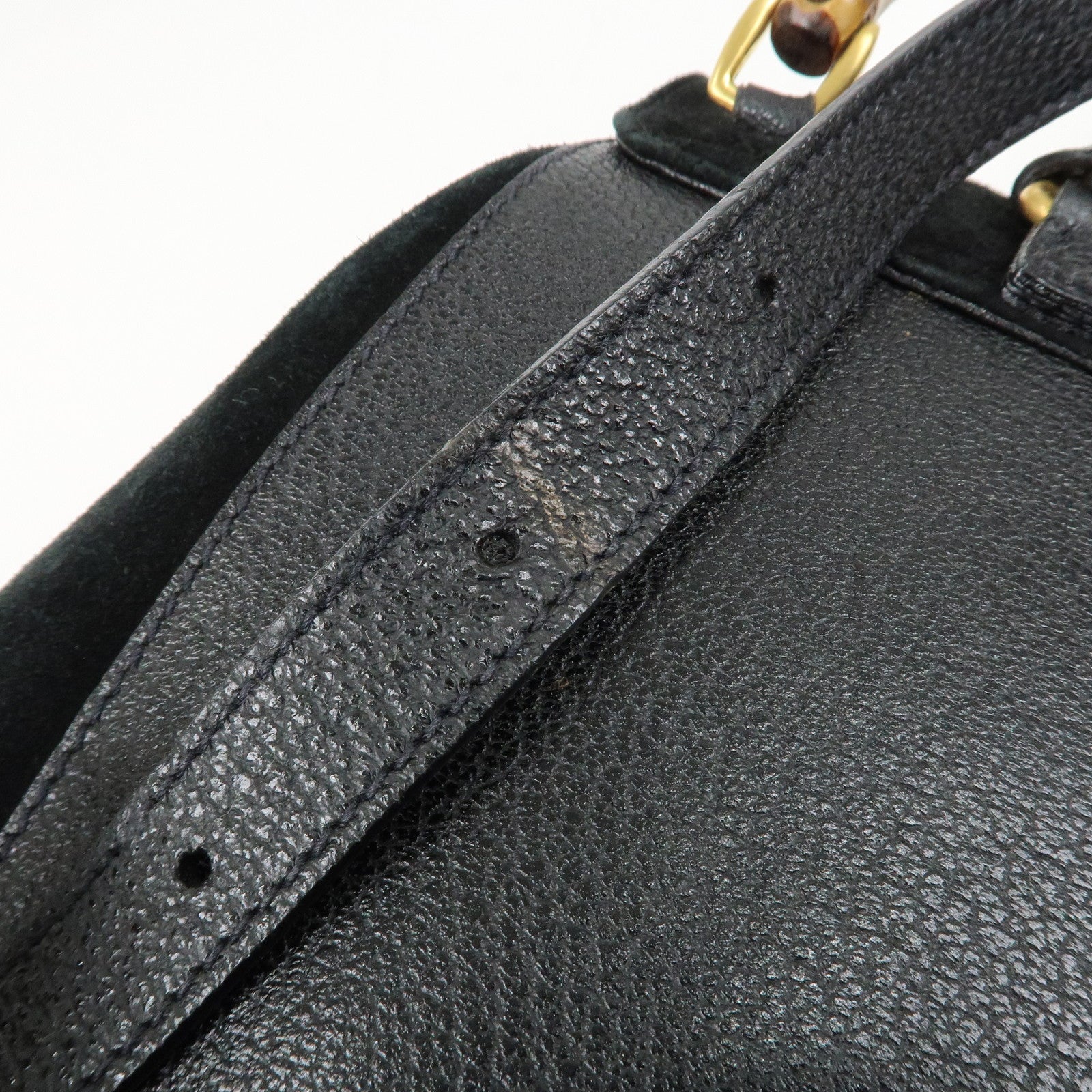 GUCCI Bamboo Leather Suede Mini Back Pack Black 003.1705.0030