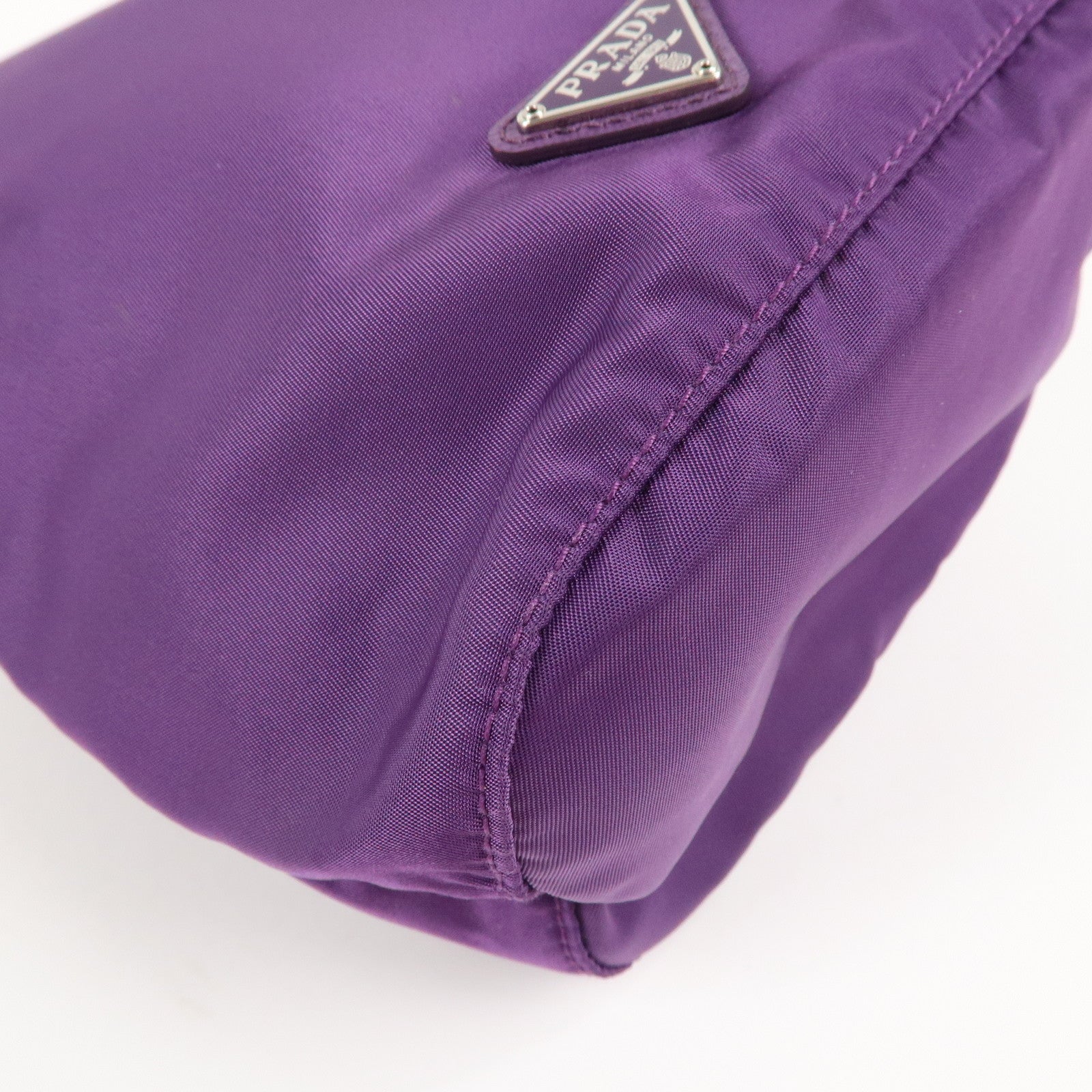 PRADA Nylon Leather Drawstring Pouch Purple 1NA369