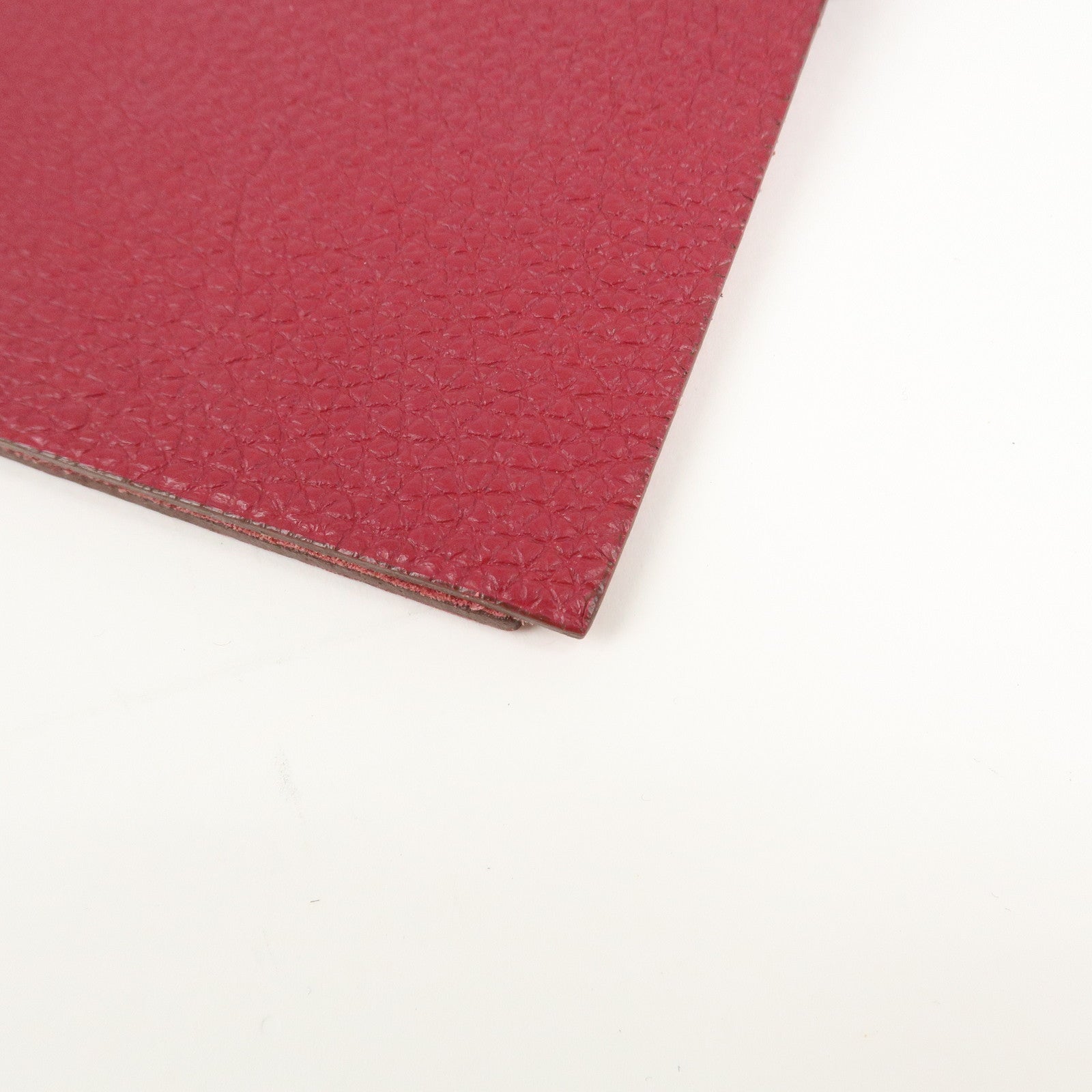 HERMES Togo Leather Ulysse MM □N Stamped Notebook Cover Ruby Used
