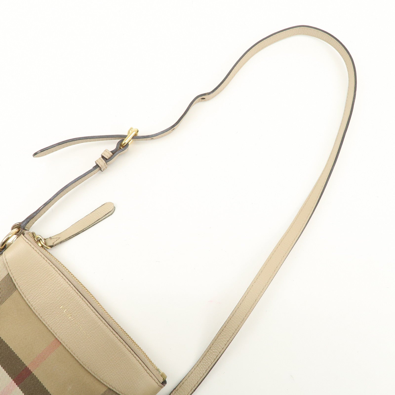 BURBERRY Nova Plaid Canvas Leather Shoulder Bag Beige